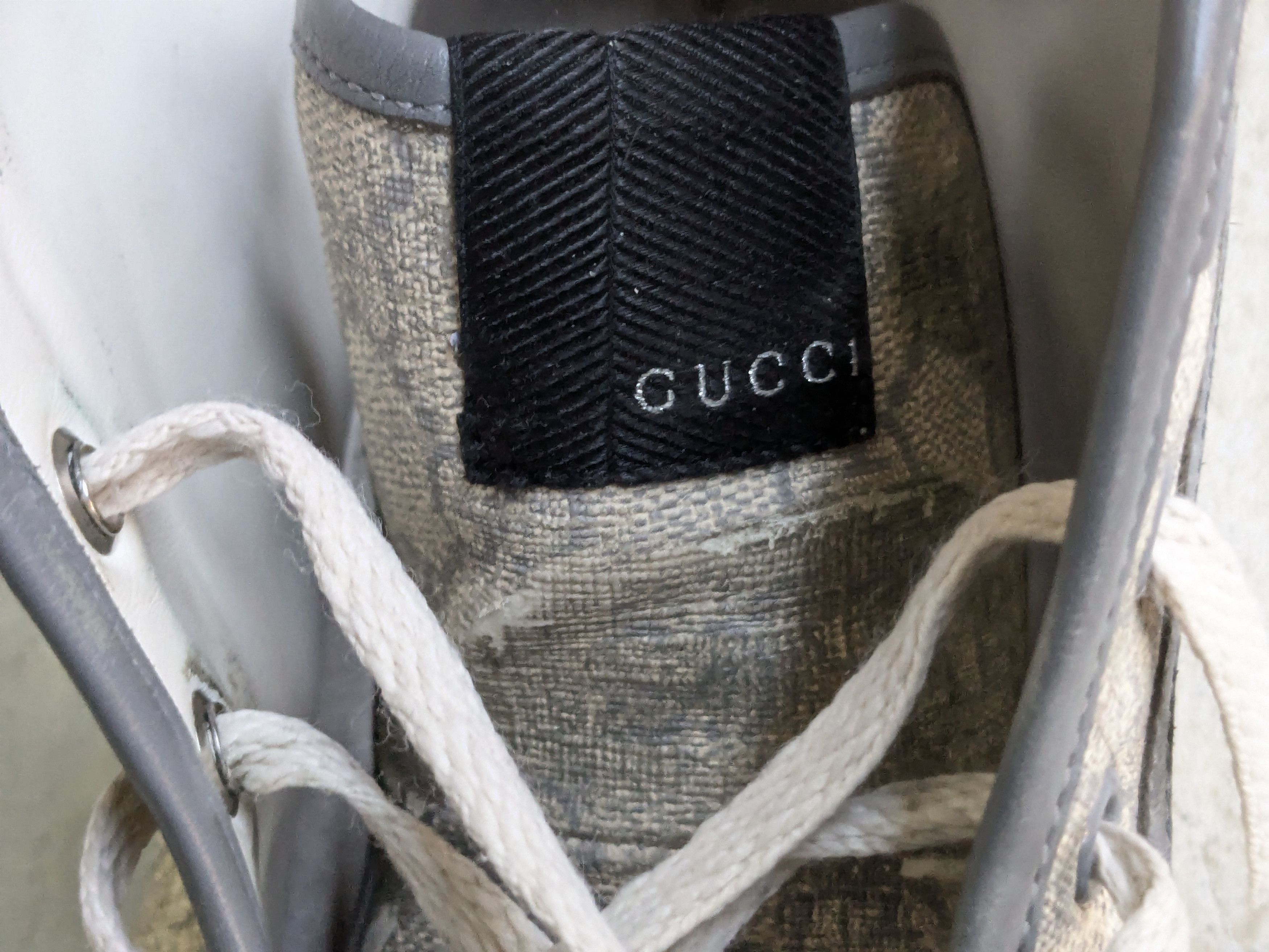 Gucci Gucci Monogram Sneakers 12.5 Canvas Gray White High Size US 12.5 / EU 45-46 - 7 Thumbnail