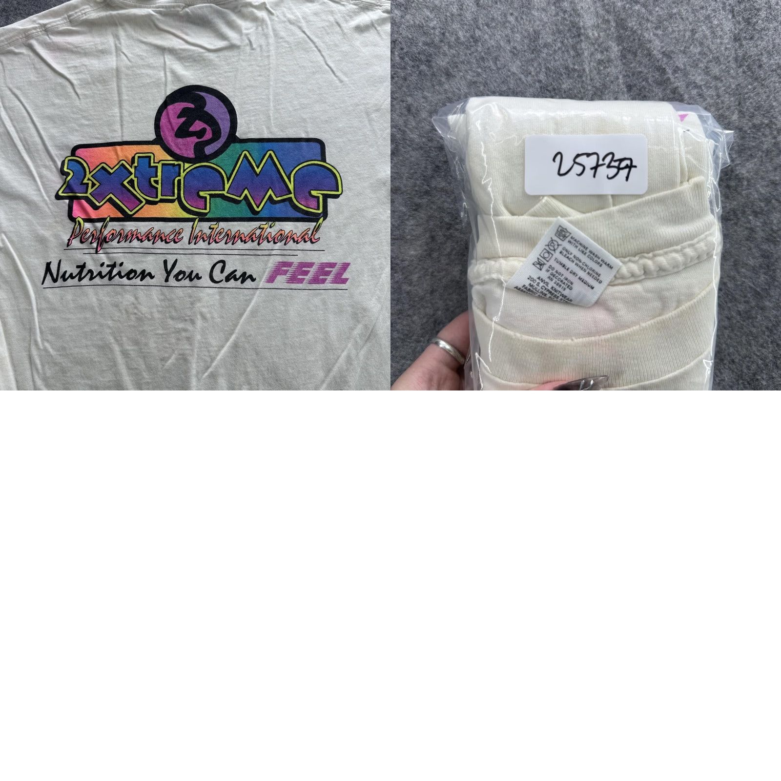 Anvil VINTAGE 2Xtreme Performance International Shirt Mens XL Ivory Graphic Print 90s Double Sided Crewneck Short Sleeve T-Shirt Anvil Cotton Size US XL / EU 56 / 4 - 8 Thumbnail