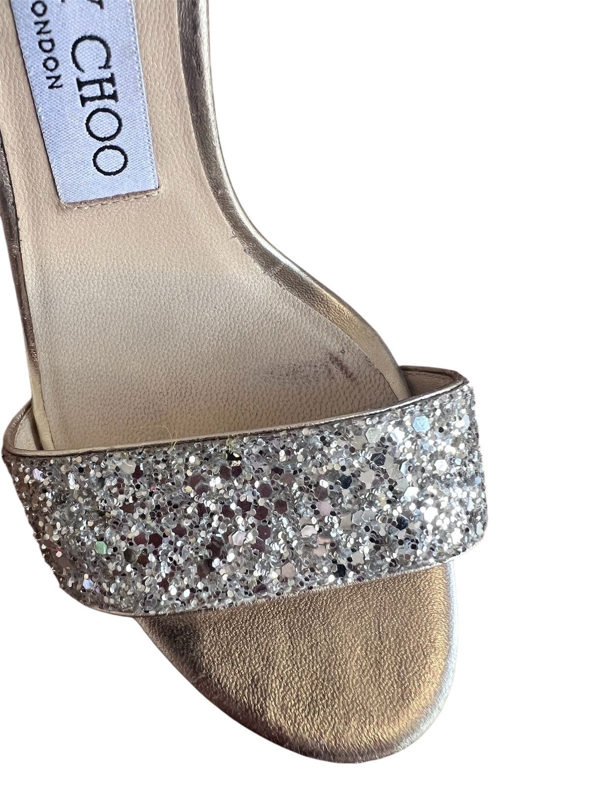 Jimmy Choo Jimmi Choo Misty 120 Champagne Coarse Glitter Fabric Size 35 Size US 5 / IT 35 - 9 Thumbnail