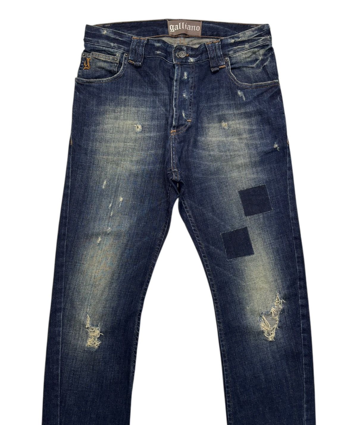 If Six Was Nine × John Galliano Vintage Galliano Patchwork Distressed Denim Jeans Letters Size US 32 / EU 48 - 5 Thumbnail