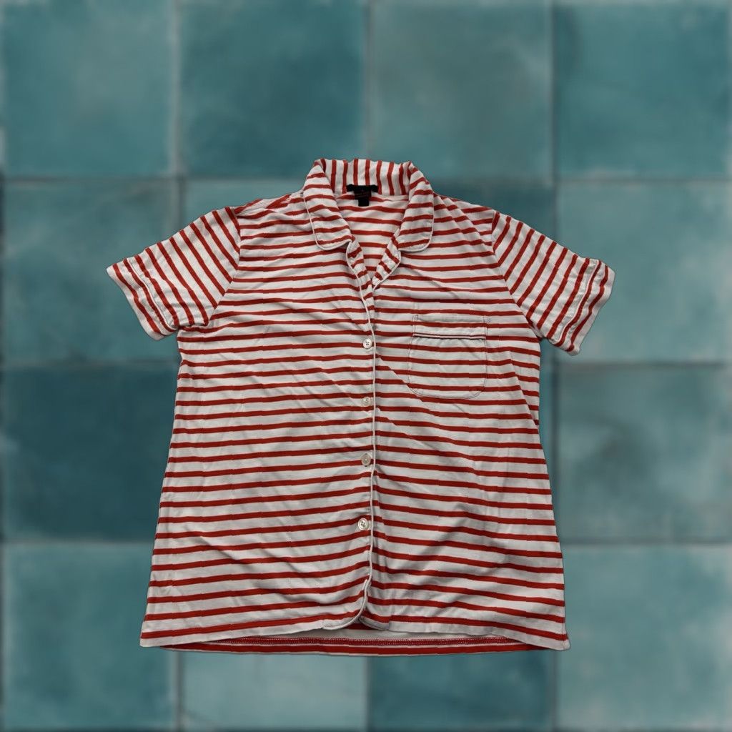 J.Crew J.Crew Pajama Shirt Womens Small Striped Button Up Short Sleeve Top Size S / US 4 / IT 40 - 1 Thumbnail