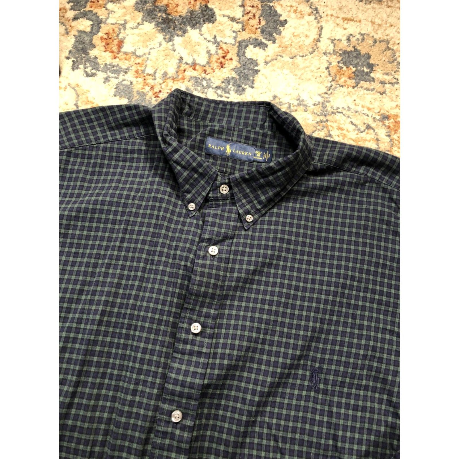 Ralph Lauren Ralph Lauren Shirt Mens Big 3X Blue Green Check Button Down Long Sleeve Casual Size US XXL / EU 58 / 5 - 7 Thumbnail