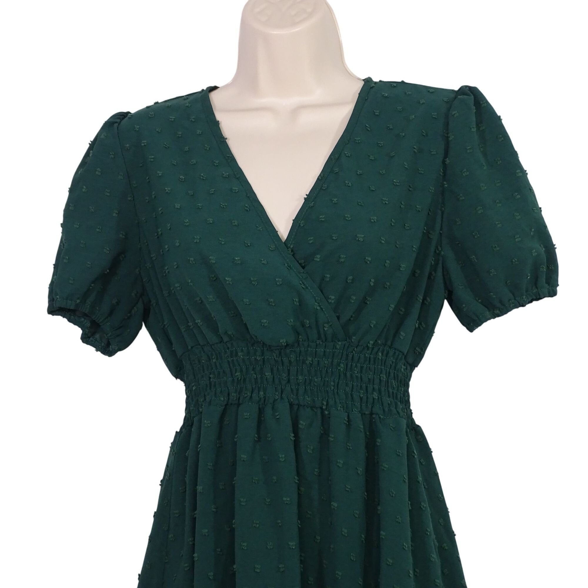 Shein Shein Green Swiss Dot Ruffle Tiered Fit & Flare Dress Size 4 Size S / US 4 / IT 40 - 2 Thumbnail