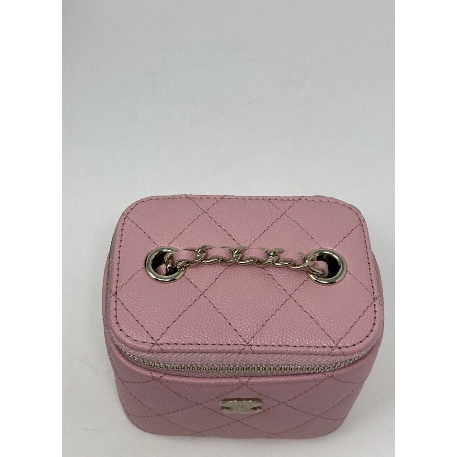 Chanel 22C CHANEL Sakura Pink Mini Square Vanity 💕Grained Gold HW Size ONE SIZE - 10 Thumbnail