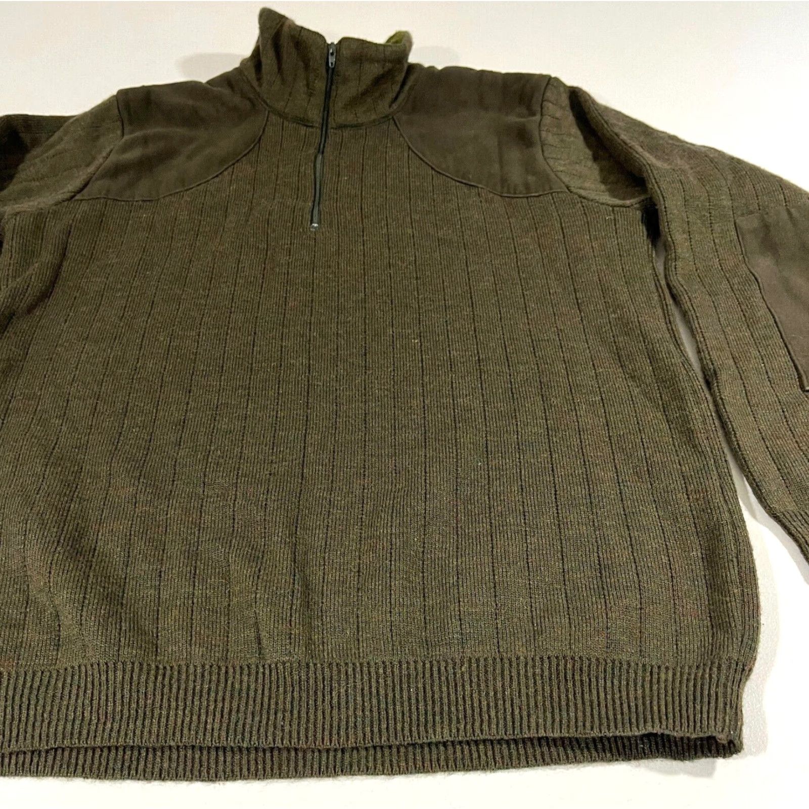 Vintage Quiltknit Men's Sweater 1/4 Zip Wool Hunting Mock Neck Forest Green M Size US M / EU 48-50 / 2 - 7 Thumbnail