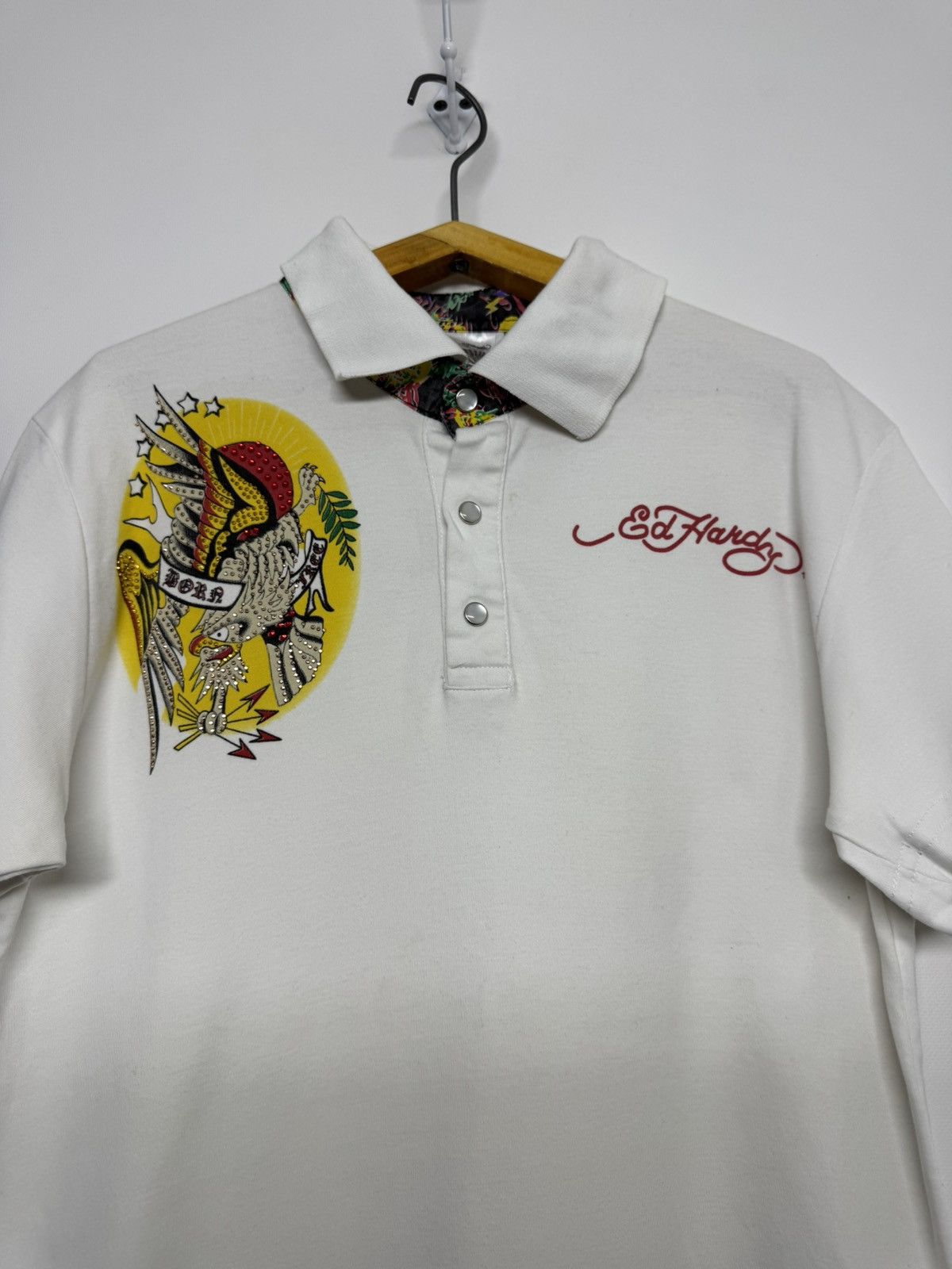 Ed Hardy Ed Hardy Big Logo Polo Shirt Rhinestones Drip Swag y2k Size M / US 6-8 / IT 42-44 - 2 Thumbnail