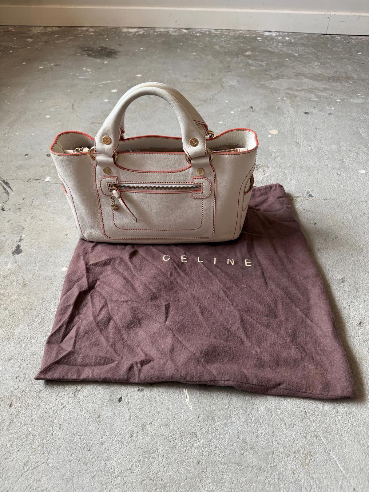 Celine Celine Leather Boogie Shoulder Bag White/Red Size ONE SIZE - 1 Thumbnail
