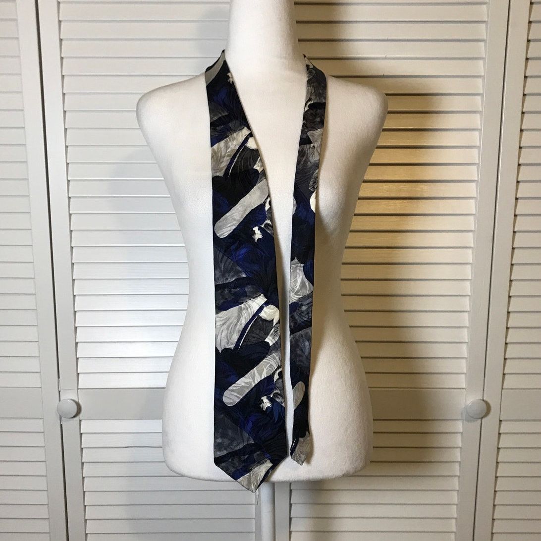 Other Momento Uno Blue Geometric Silk Short Wide Men Necktie Size ONE SIZE - 2 Thumbnail