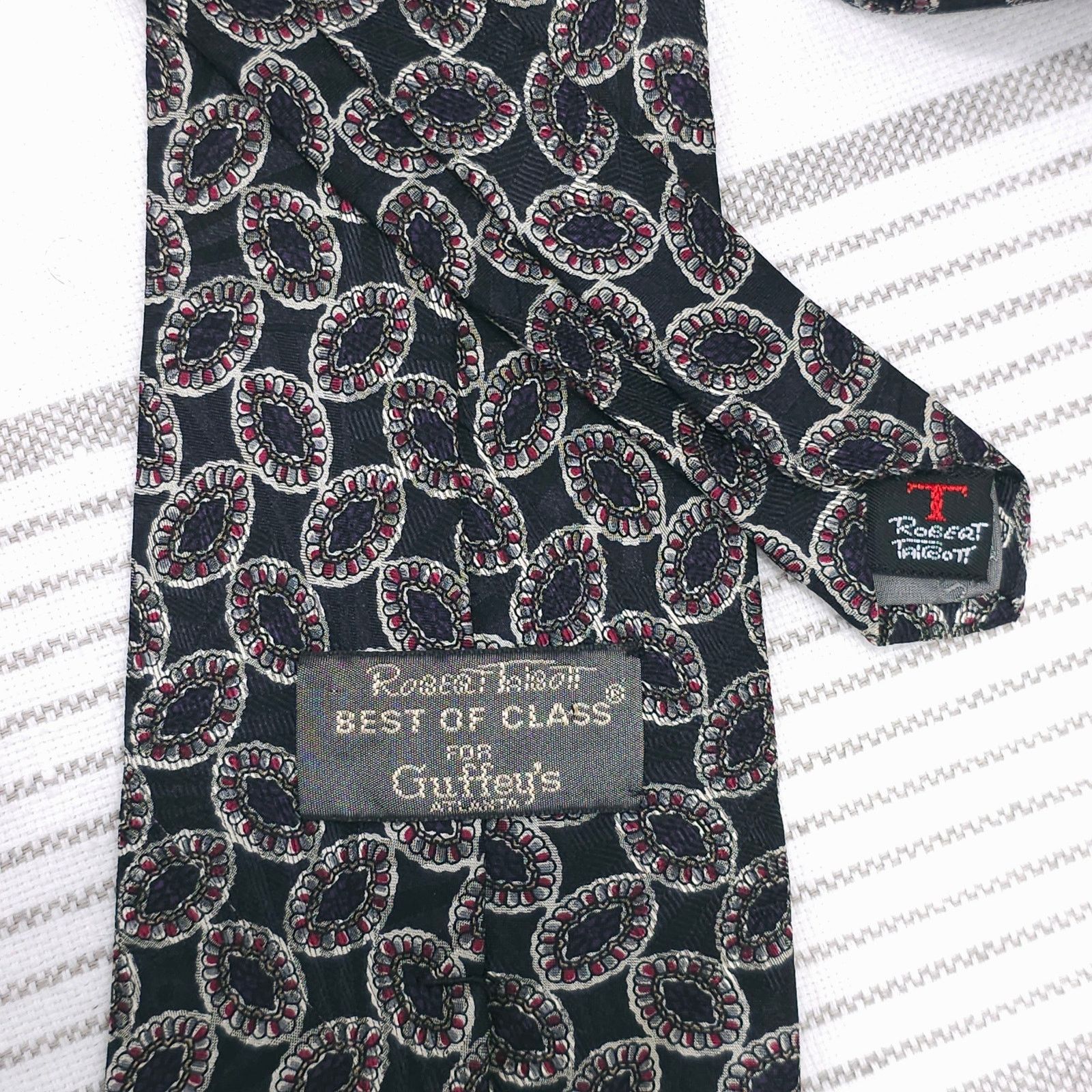 Robert Talbott VTG ROBERT TALBOTT Best of Class Silk Tie Black Geometric Size ONE SIZE - 4 Thumbnail