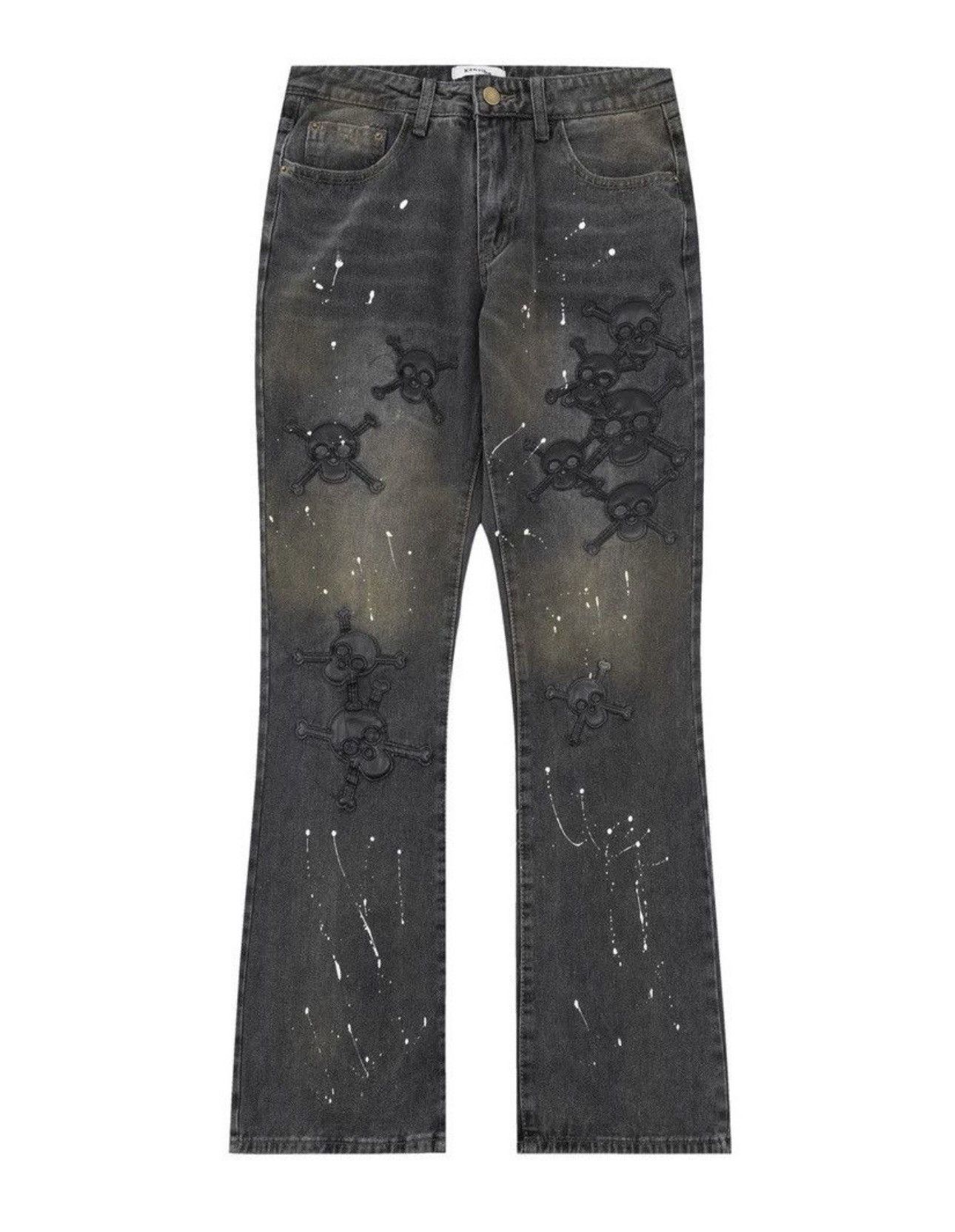 Japanese Brand × Vintage Avant garde retro skull paint splattered jeans pants Size US 32 / EU 48 - 5 Thumbnail