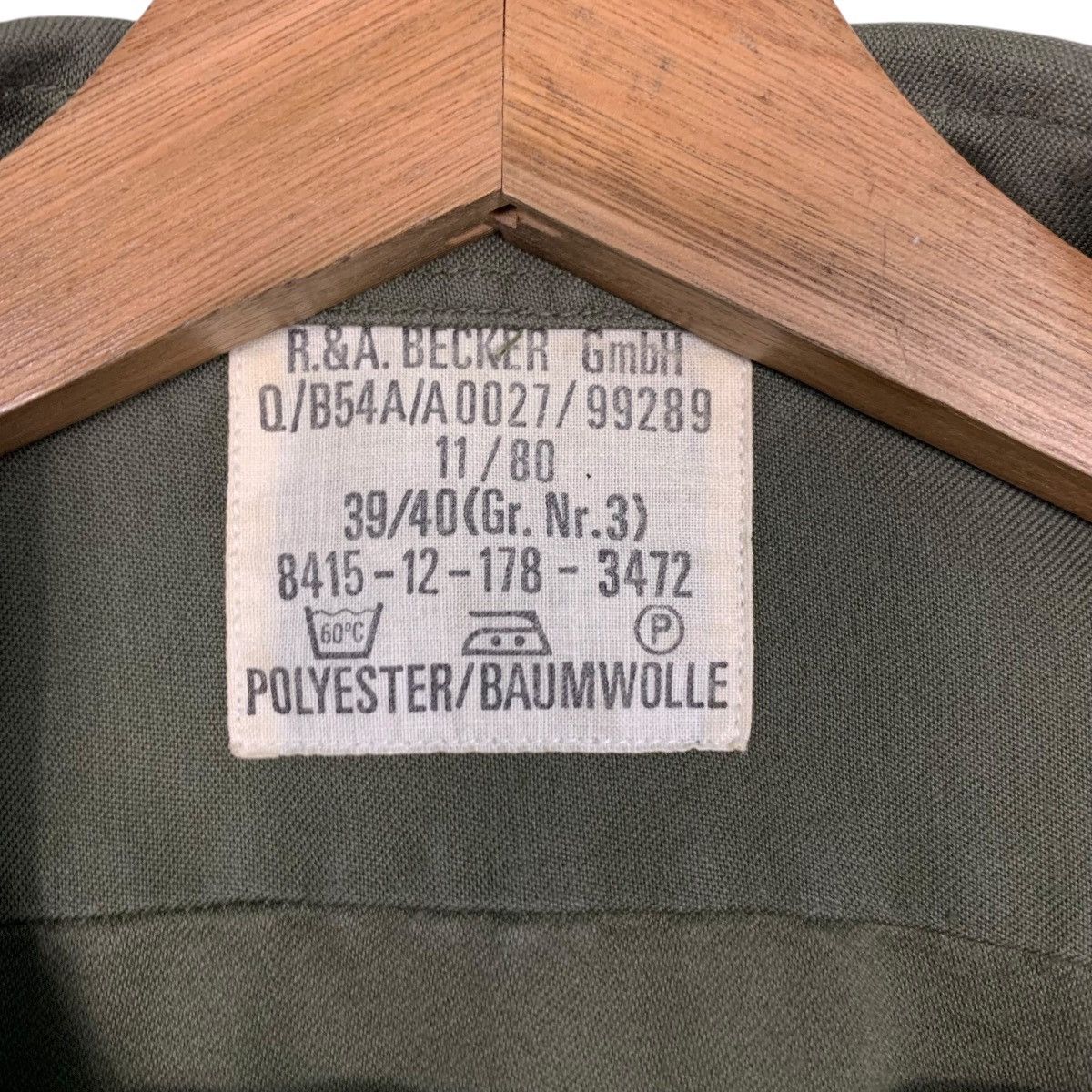 Vintage 80's R&A BECKER GmbH German Army Field Shirt #2726-C123 Size US L / EU 52-54 / 3 - 13 Thumbnail