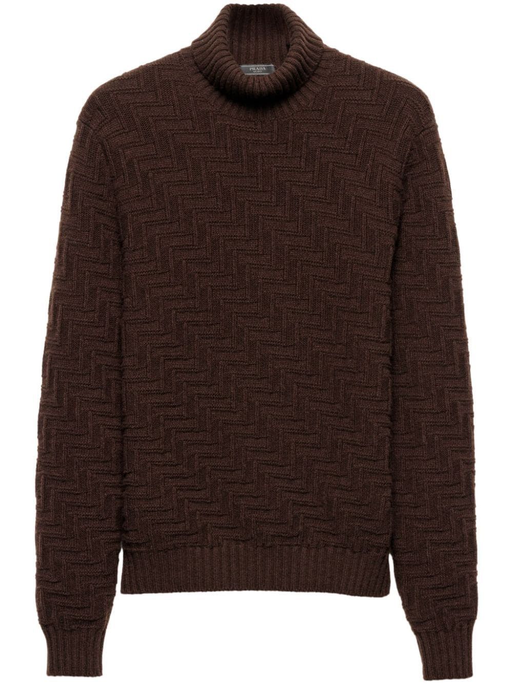 Prada o1bcso1str1025 Cashmere Wool Turtleneck Sweater in Brown Size US S / EU 44-46 / 1 - 1 Thumbnail