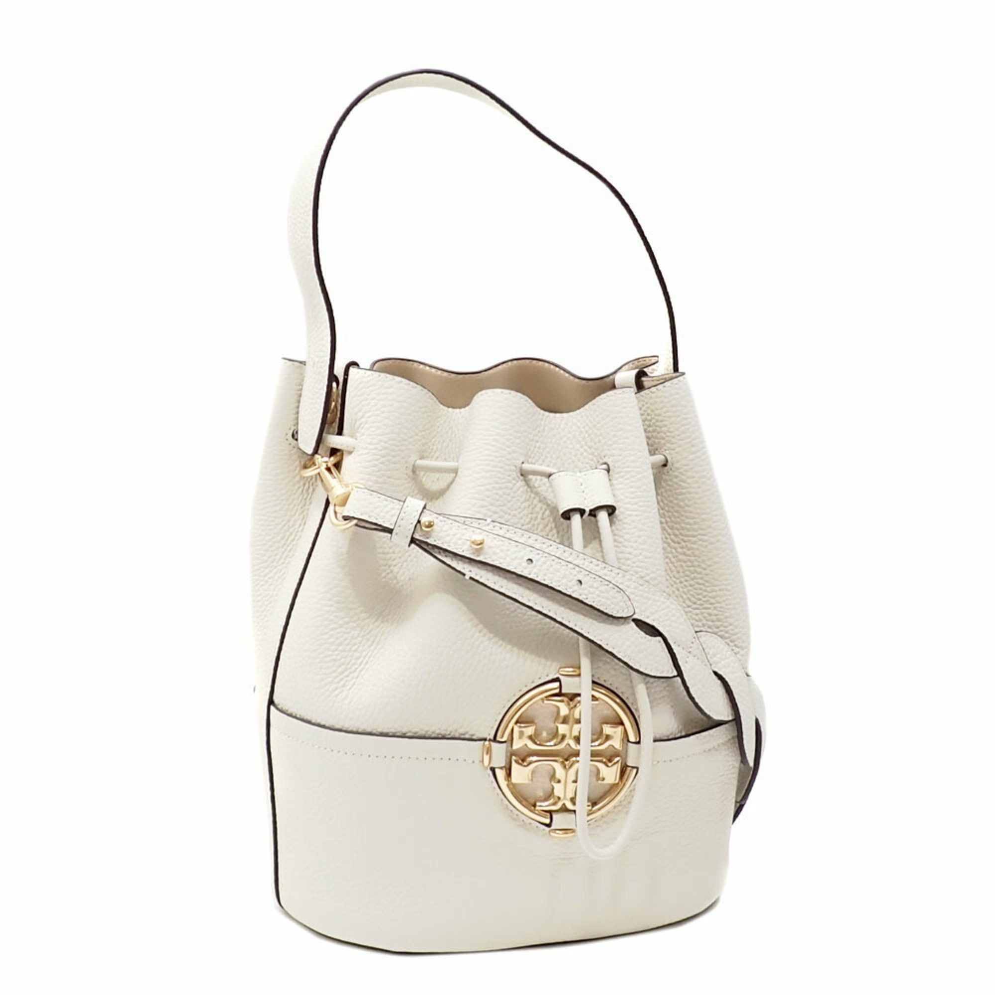 Tory Burch Handbag Mirror Bucket Bag Women's White Leather 79323 Shoulder A6050408