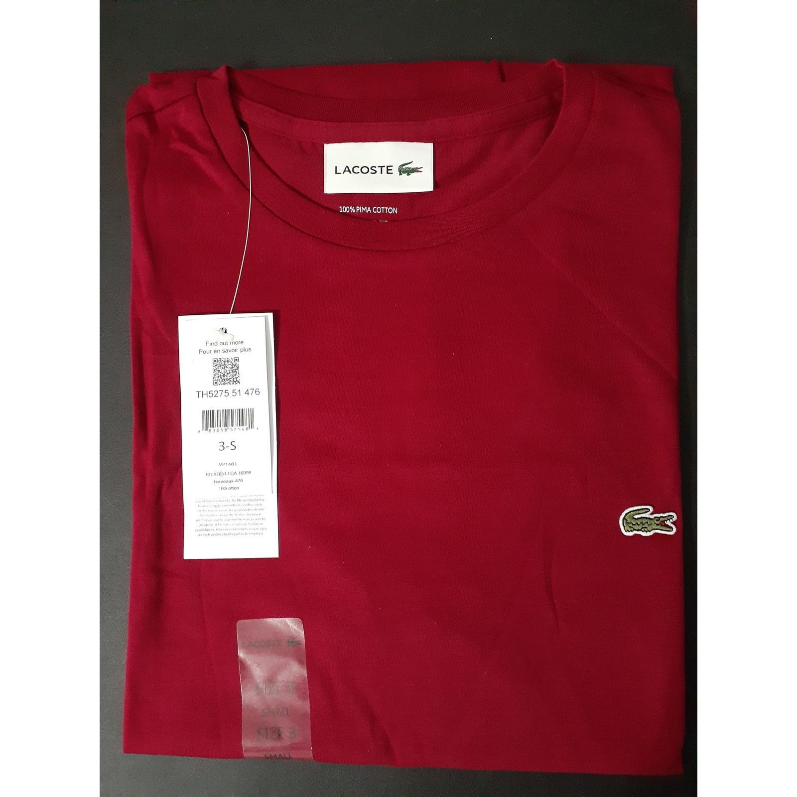 Lacoste Lacoste Men's Discontinued Pima Cotton Jersey T-Shirt Red S Size US S / EU 44-46 / 1 - 2 Thumbnail