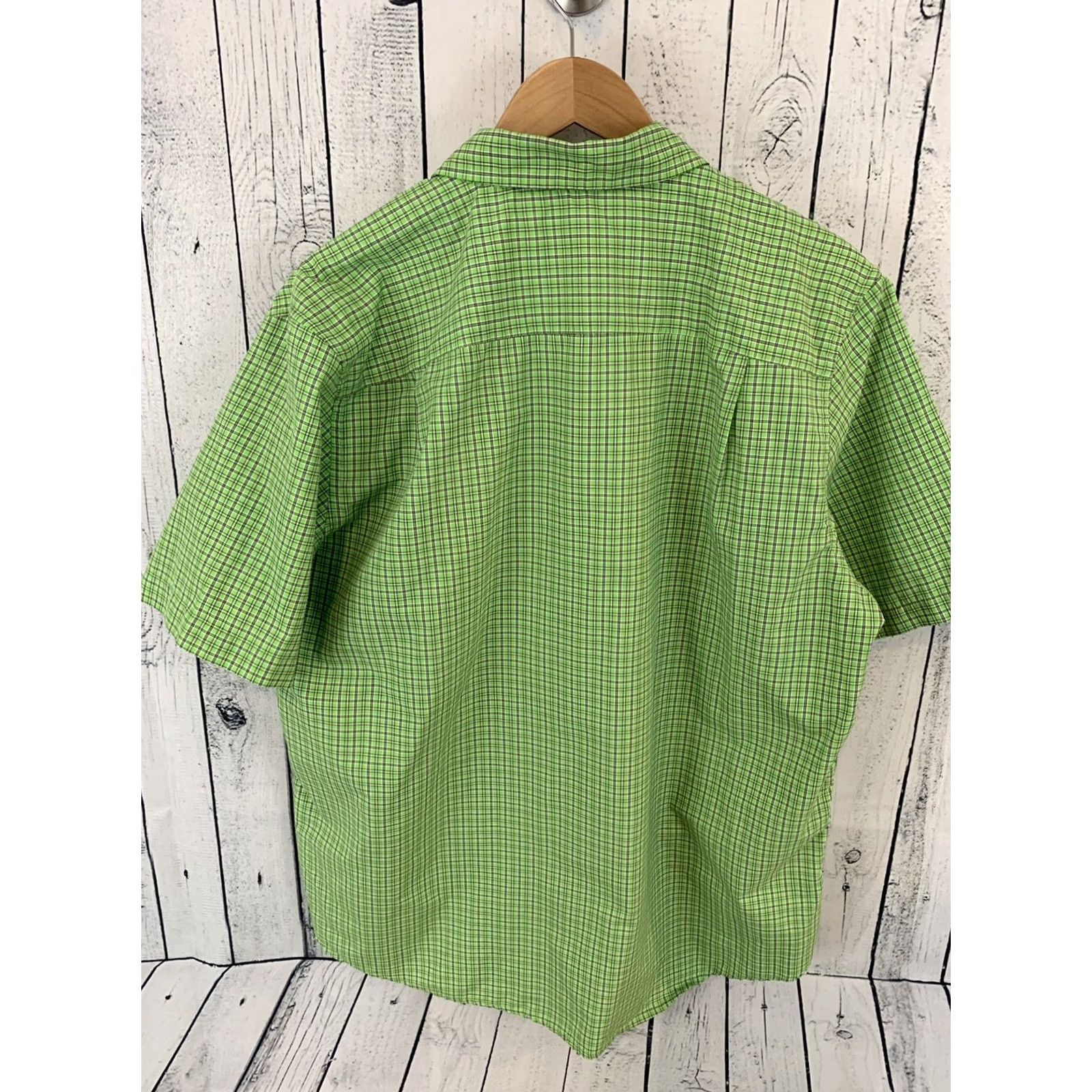 Chaps Chaps Shirt Short Sleeve Button-Front Plaid Green Men Large Polyester Button-Up Size US L / EU 52-54 / 3 - 3 Thumbnail