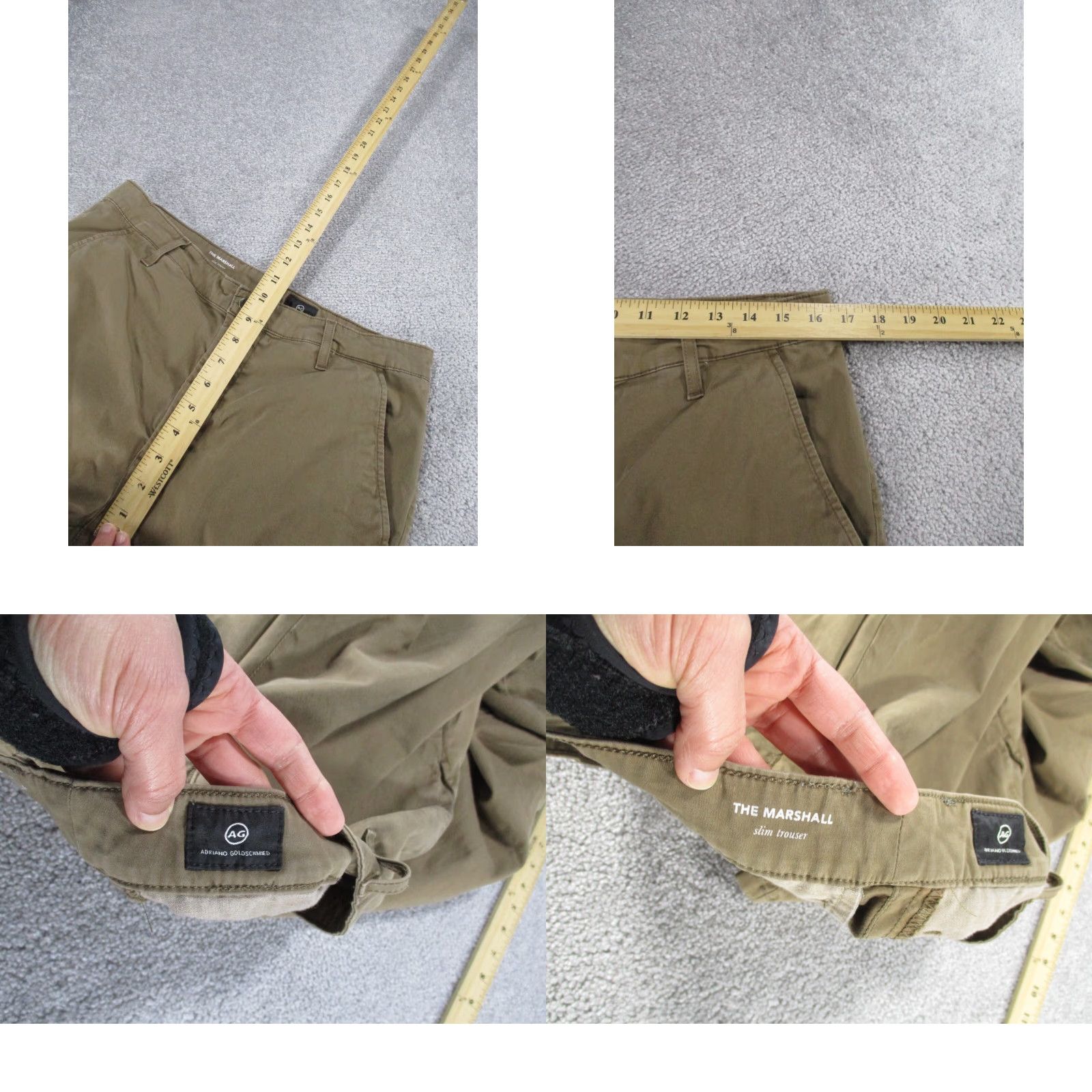 Vintage AG Adriano Goldschmied Pants Slim Chino Men 34 Tan Brown Adult Regular 30 In Front Flat Front Knit Fabric City Logo Preppy Used Mens Size US 34 / EU 50 - 8 Thumbnail