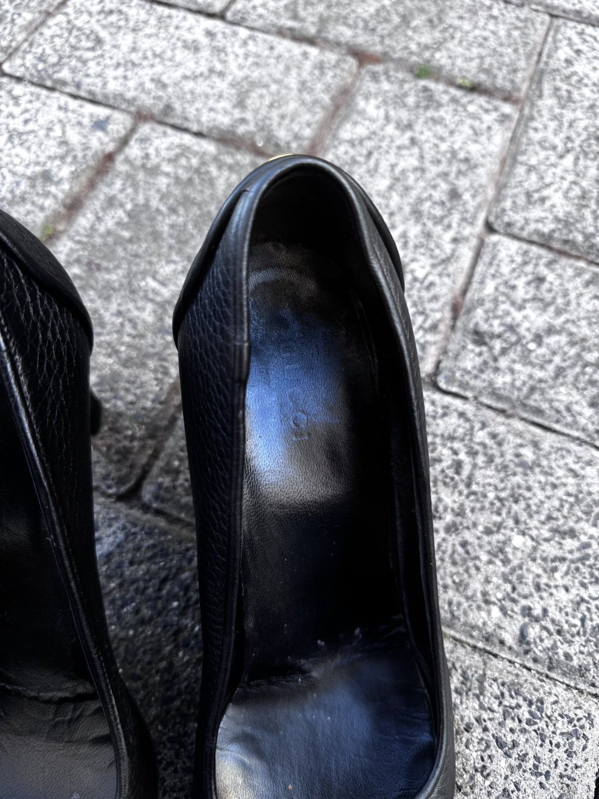 Gucci × Vintage Gucci Leather Loafers Black Classic Formal Shoes Worn Size US 7 / IT 37 - 7 Thumbnail