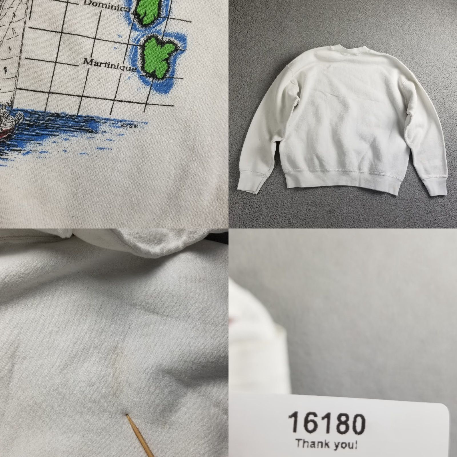 Fruit Of The Loom Vintage Fruit of the Loom Sailboat Sweatshirt Women Large White Caribbean Sea Map Crewneck Pullover Casual Activewear Size L / US 10 / IT 46 - 8 Thumbnail