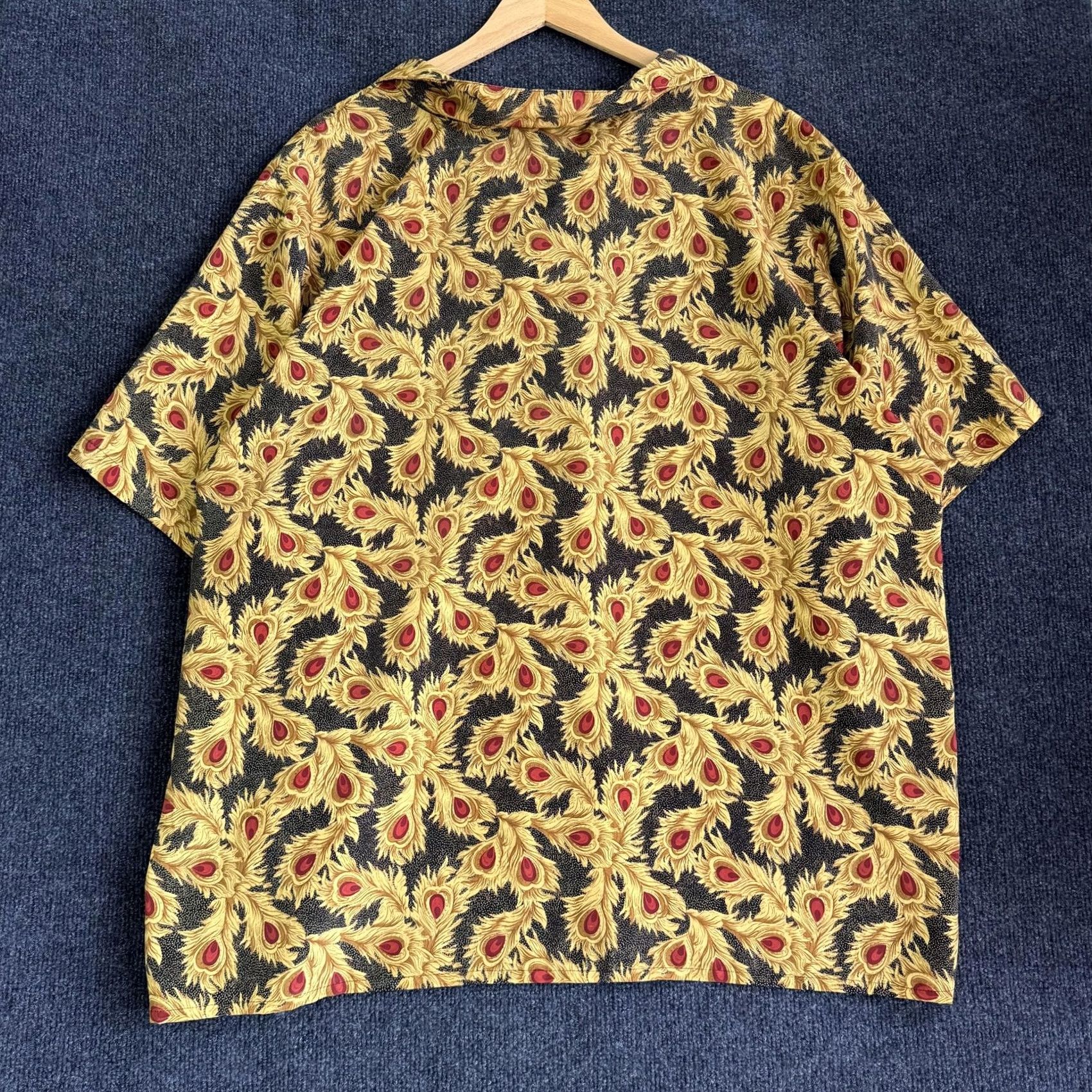 Vintage Ship 'N Shore Button Up Shirt Womens 1X Yellow Peacock Print Top Size XL / US 12-14 / IT 48-50 - 3 Thumbnail