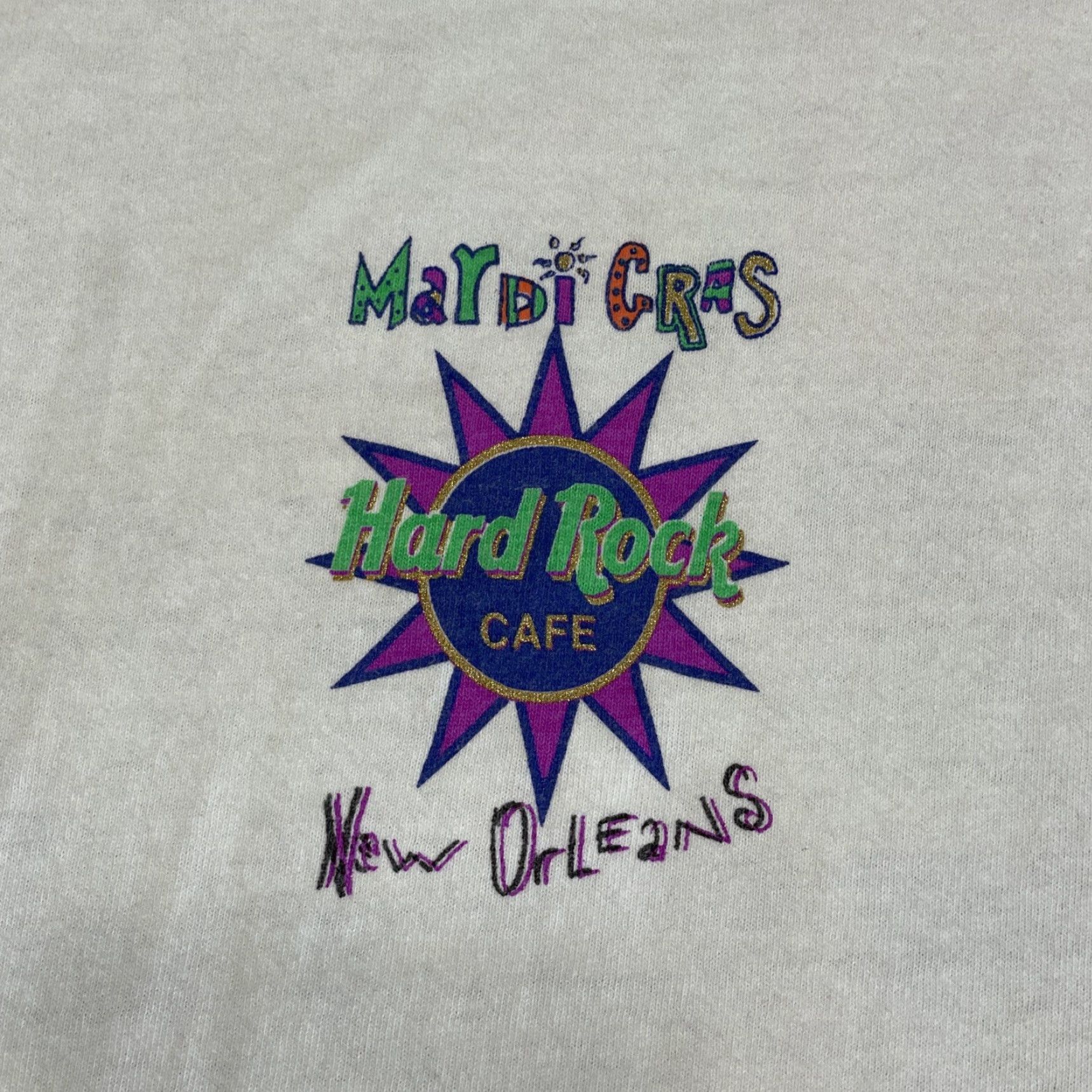 Hard Rock Cafe VINTAGE Hard Rock Cafe Mardi Gras T-Shirt Large White Mens Size US L / EU 52-54 / 3 - 3 Thumbnail