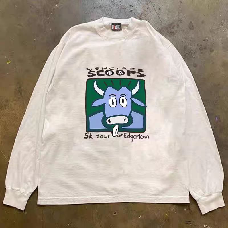 Japanese Brand × Vintage Cow print white retro loose long sleeve tee Size US L / EU 52-54 / 3 - 1 Thumbnail