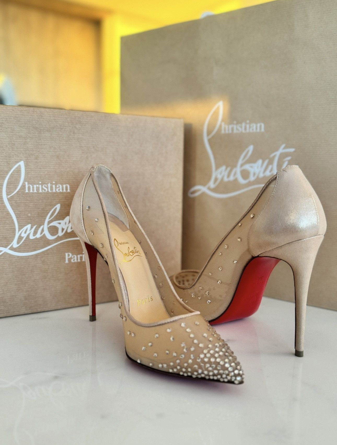 Christian Louboutin Christian Louboutin Follies Strass - Nude | Size 36 Size US 6 / IT 36 - 1 Thumbnail