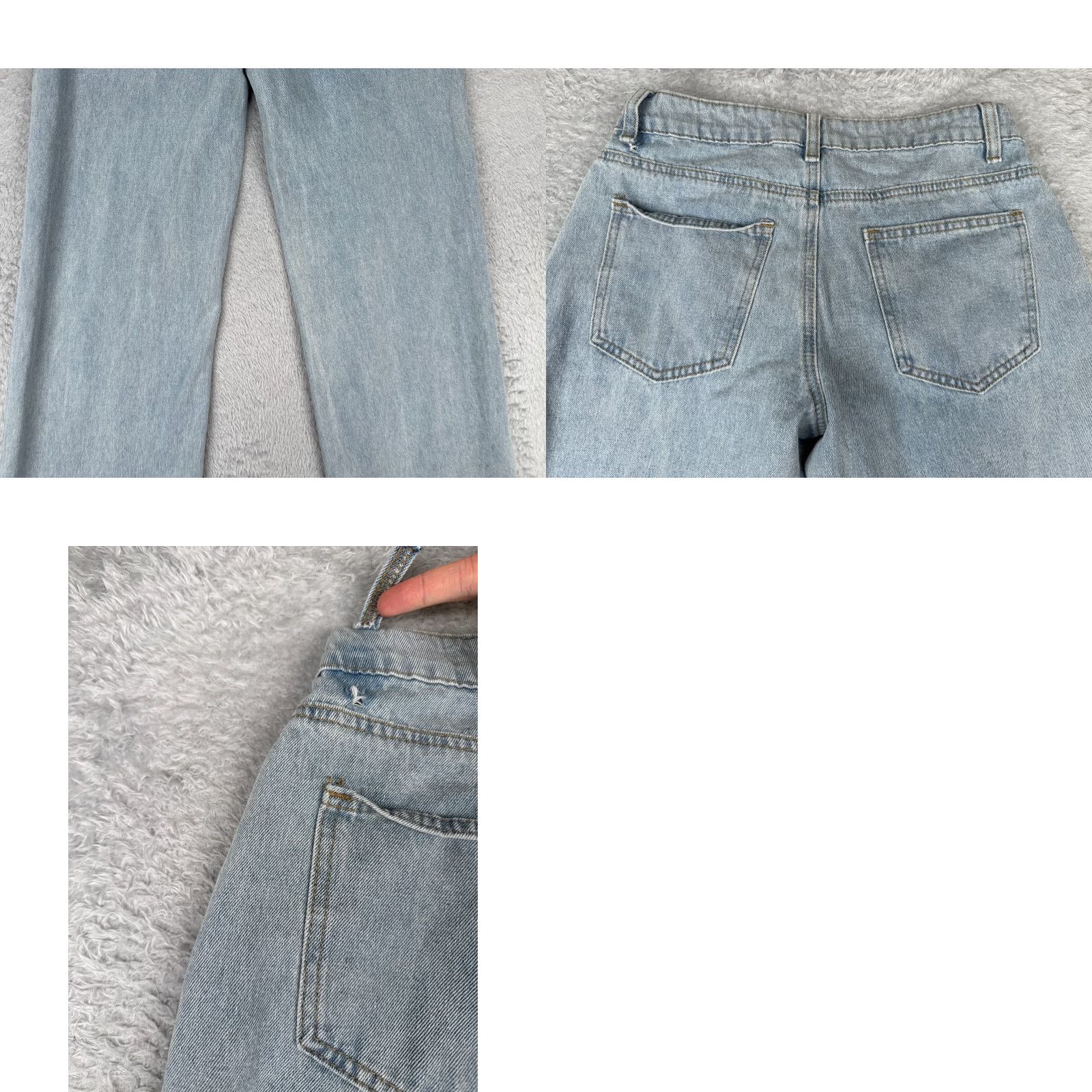 Vintage Edikted Jeans Womens Blue Denim Wide Leg Mid Rise Cotton 28x31 5-Pocket Distressed Medium Wash Western Size 28" / US 6 / IT 42 - 10 Thumbnail