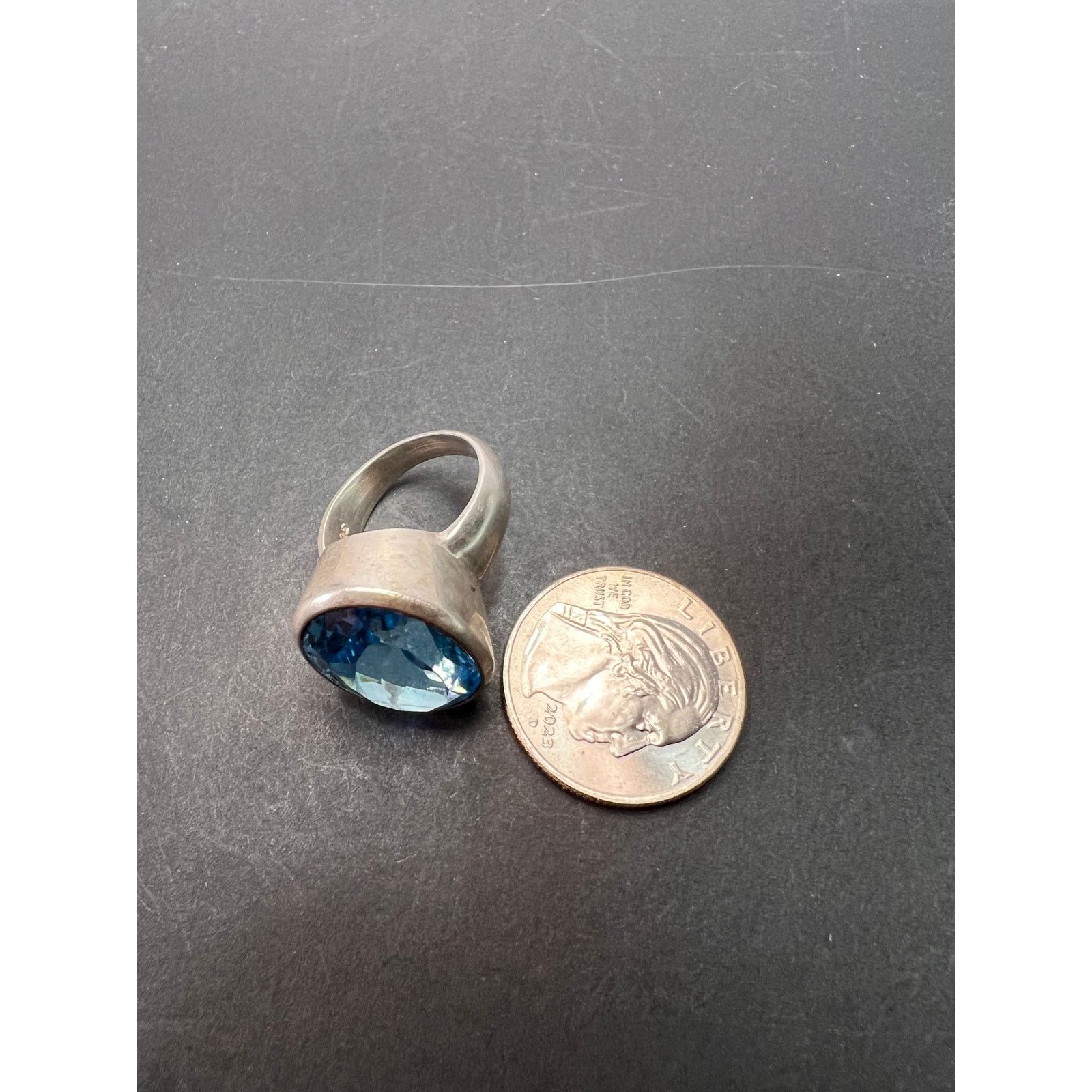 Other NEW Blue topaz sterling silver ring size 7.5 / 12.43 grams Size ONE SIZE - 4 Thumbnail