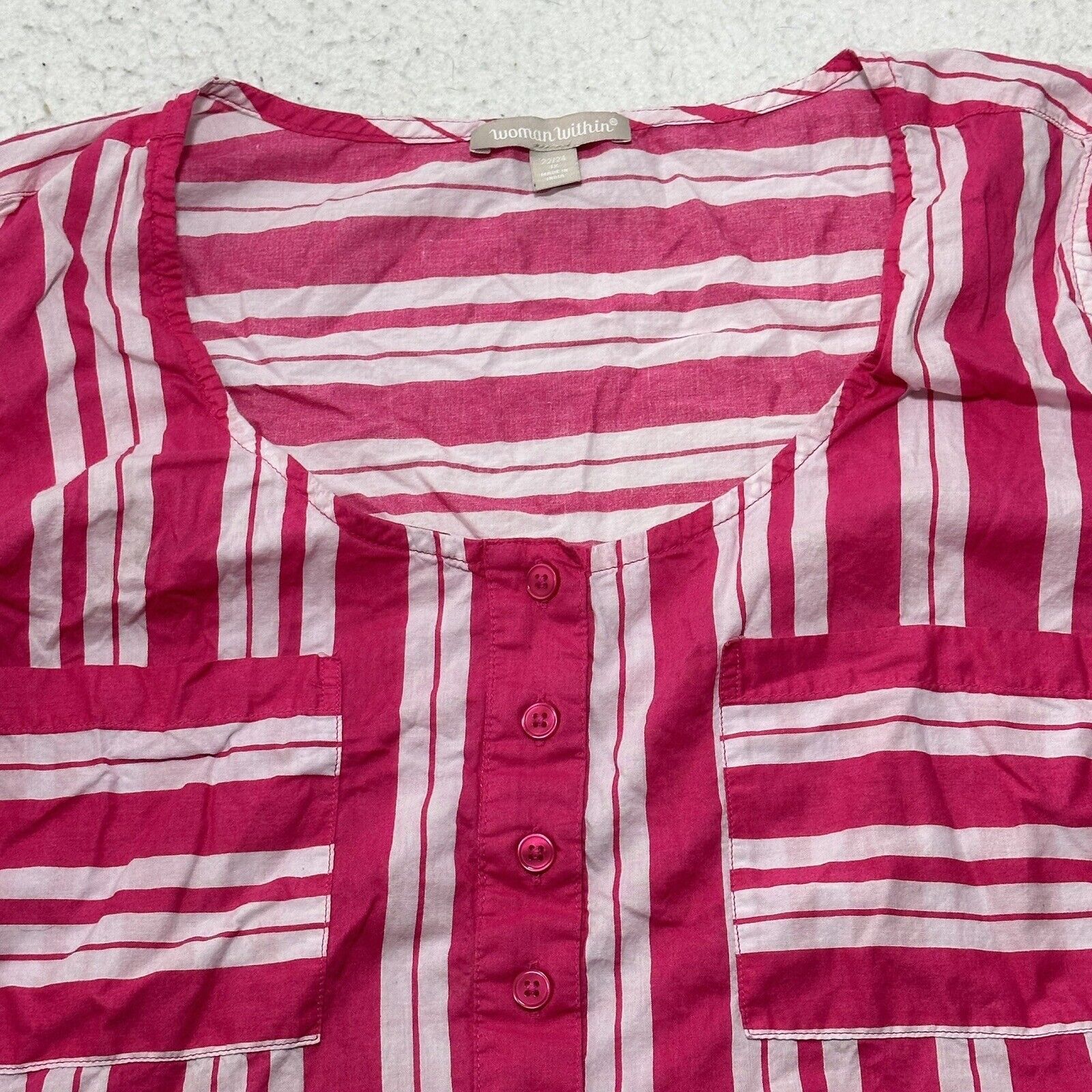 Other Woman Within 1X Sleeveless Pink Stripe Blouse Button Top Size XL / US 12-14 / IT 48-50 - 4 Thumbnail