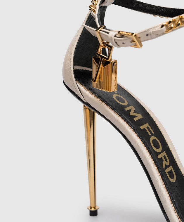 Tom Ford o1y0126 Ankle Strap Sandals in White/Gold Size US 11 / IT 41 - 3 Thumbnail