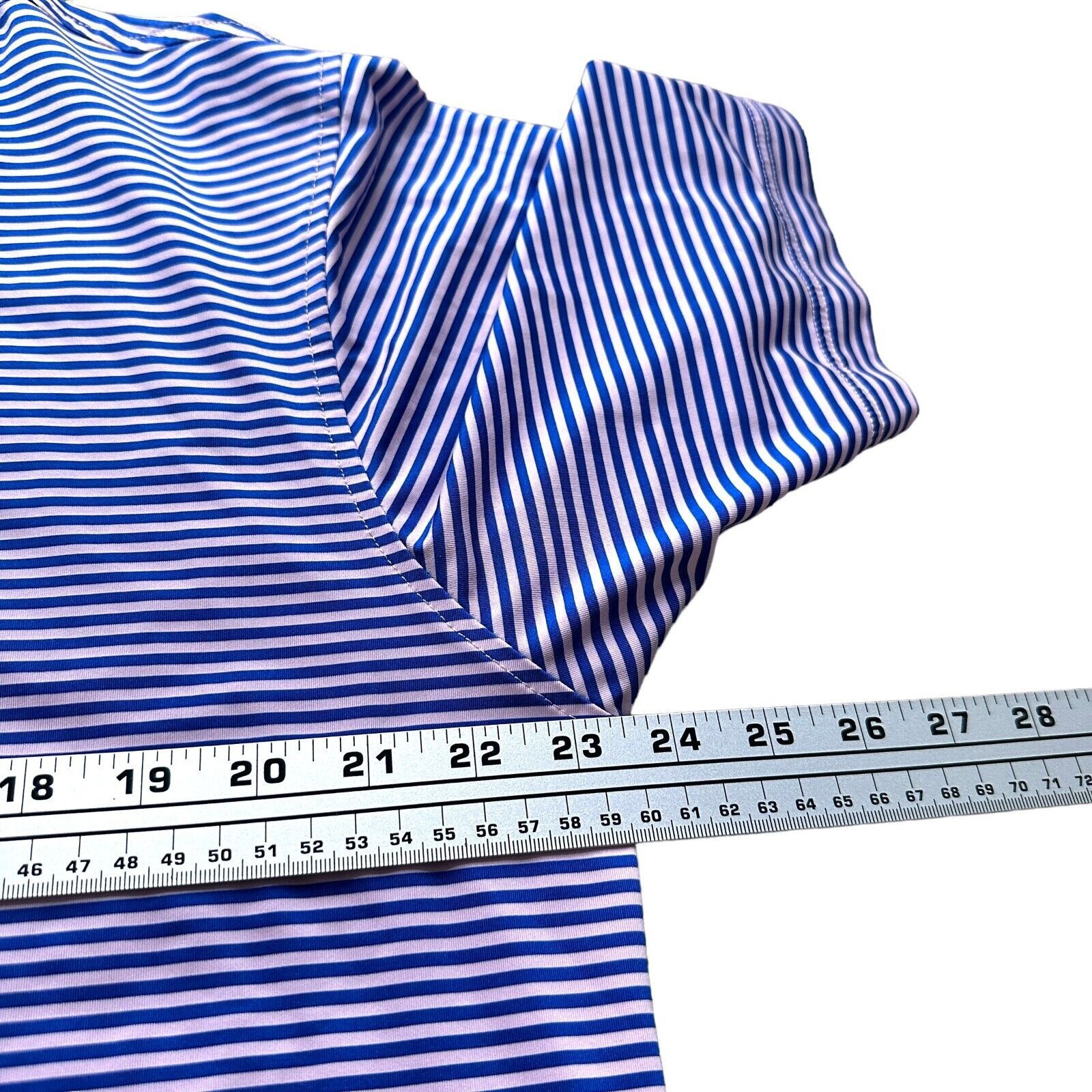 Footjoy FootJoy Polo Shirt Men's L Pink Blue Striped Polyester Golf Size US L / EU 52-54 / 3 - 7 Thumbnail