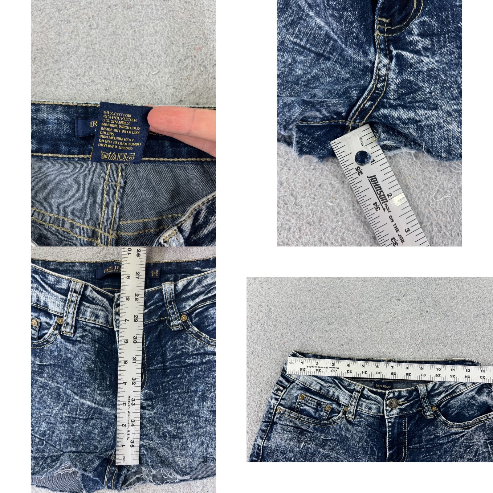 Vintage IRIS Women’s Denim Shorts Cutoff Acid Wash Mid Rise Casual Party 25x1 Blue Cotton Blend Size 26" / US 2 / IT 38 - 8 Thumbnail
