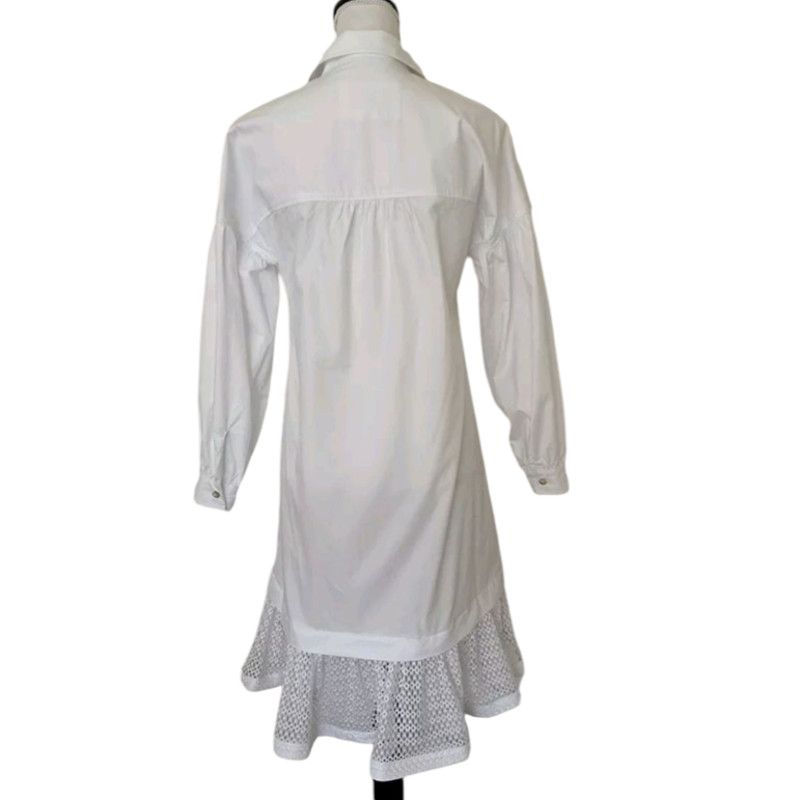 Anthropologie NWT Anthropologie Maeve Lace-Hem Shirt Dress $160 Sz S White Size S / US 4 / IT 40 - 6 Thumbnail