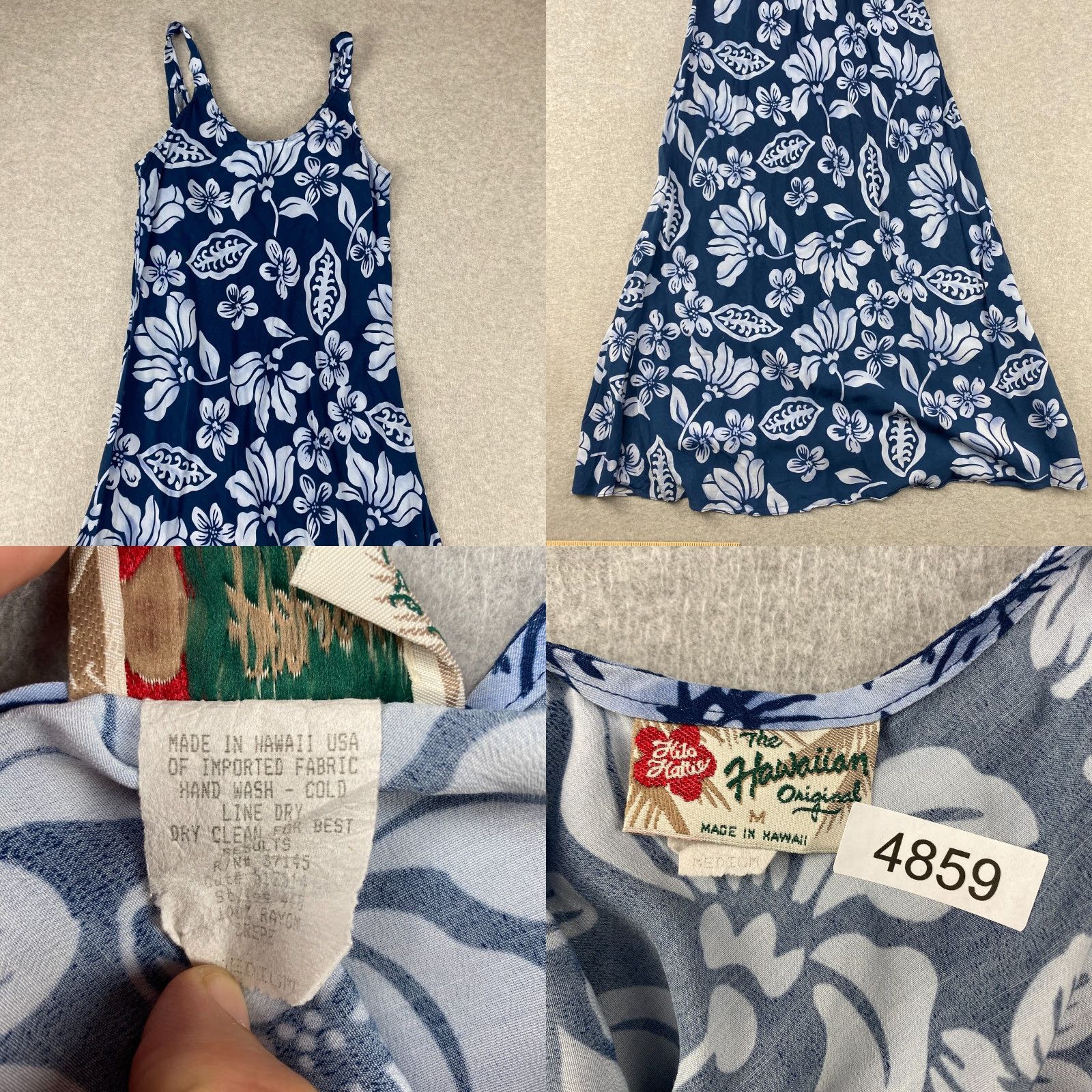 Hilo Hattie VINTAGE Hilo Hattie Hawaiian Dress Womens M Blue Strap Midi Floral Rayon Dress Size M / US 6-8 / IT 42-44 - 9 Thumbnail