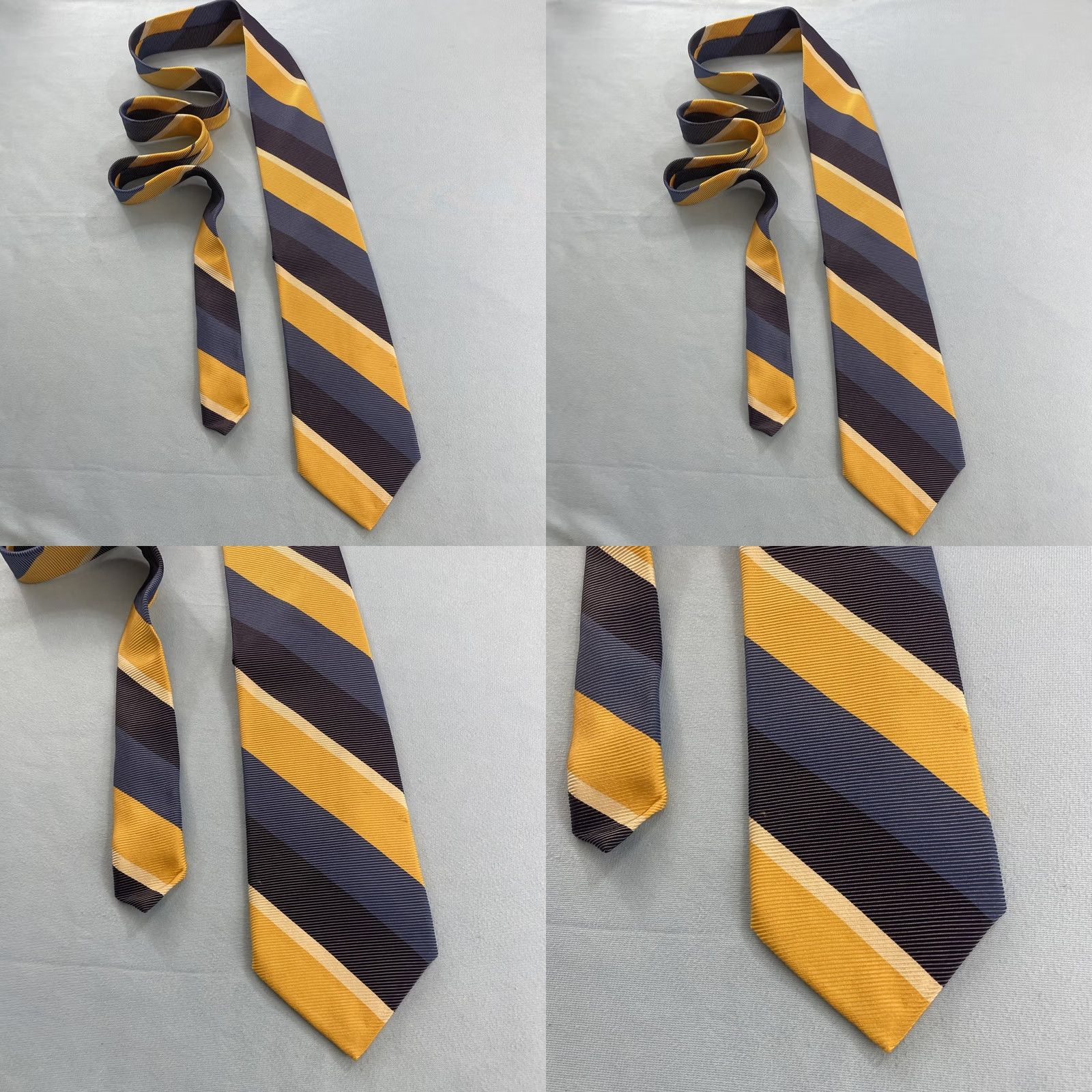 Faconnable VINTAGE Façonnable Men Silk Blue Gold Yellow Wide Stripe Repp Neck Tie 4x60 France Stain Size ONE SIZE - 11 Thumbnail