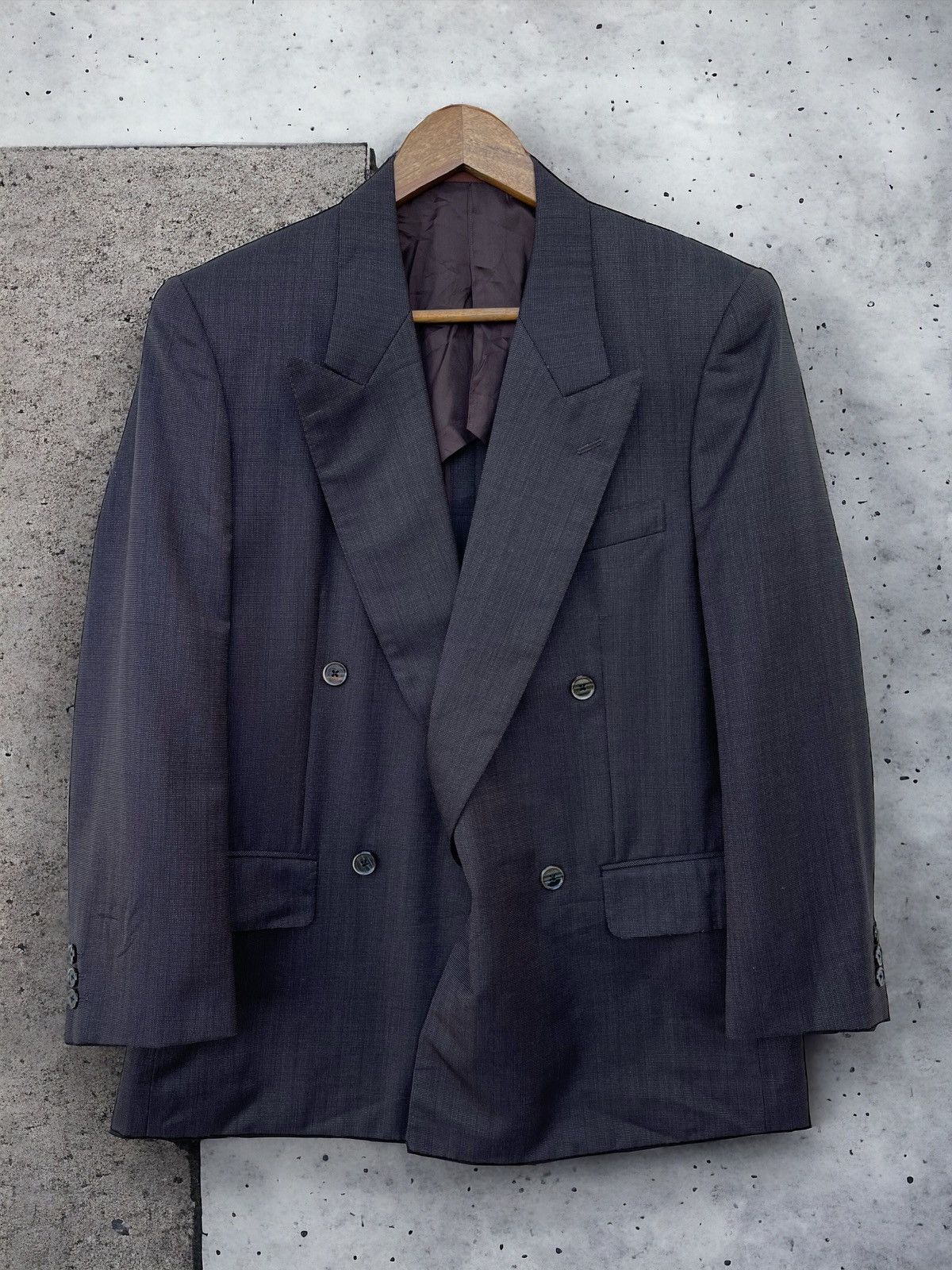 image of Vintage Lanvin Takashimaya Double Breasted Blazer in Dark Brown, Men's (Size Medium)