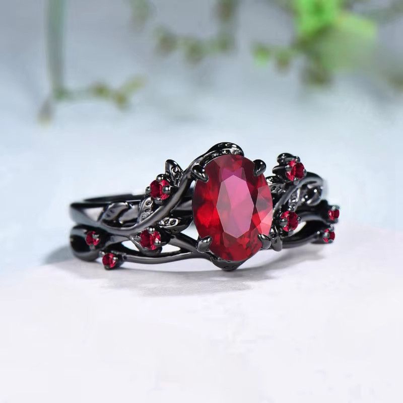 Jewelry Black Rose Branches Crossed Two-piece Rings Size ONE SIZE - 1 Thumbnail