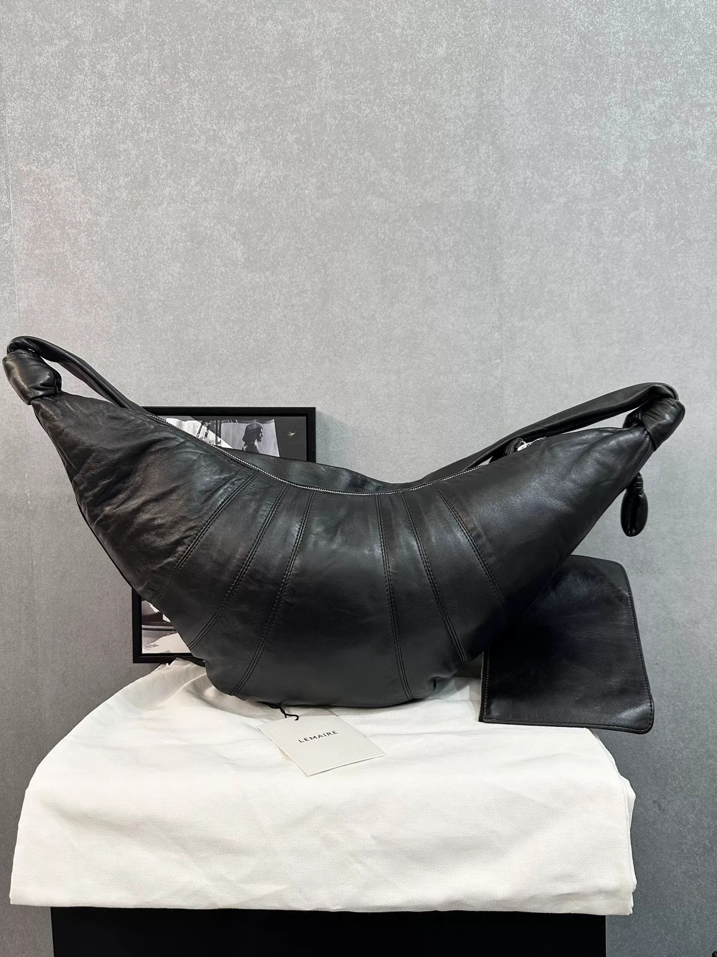 Lemaire Lemaire Large Black Sheepskin Croissant Bag Size ONE SIZE - 1 Thumbnail