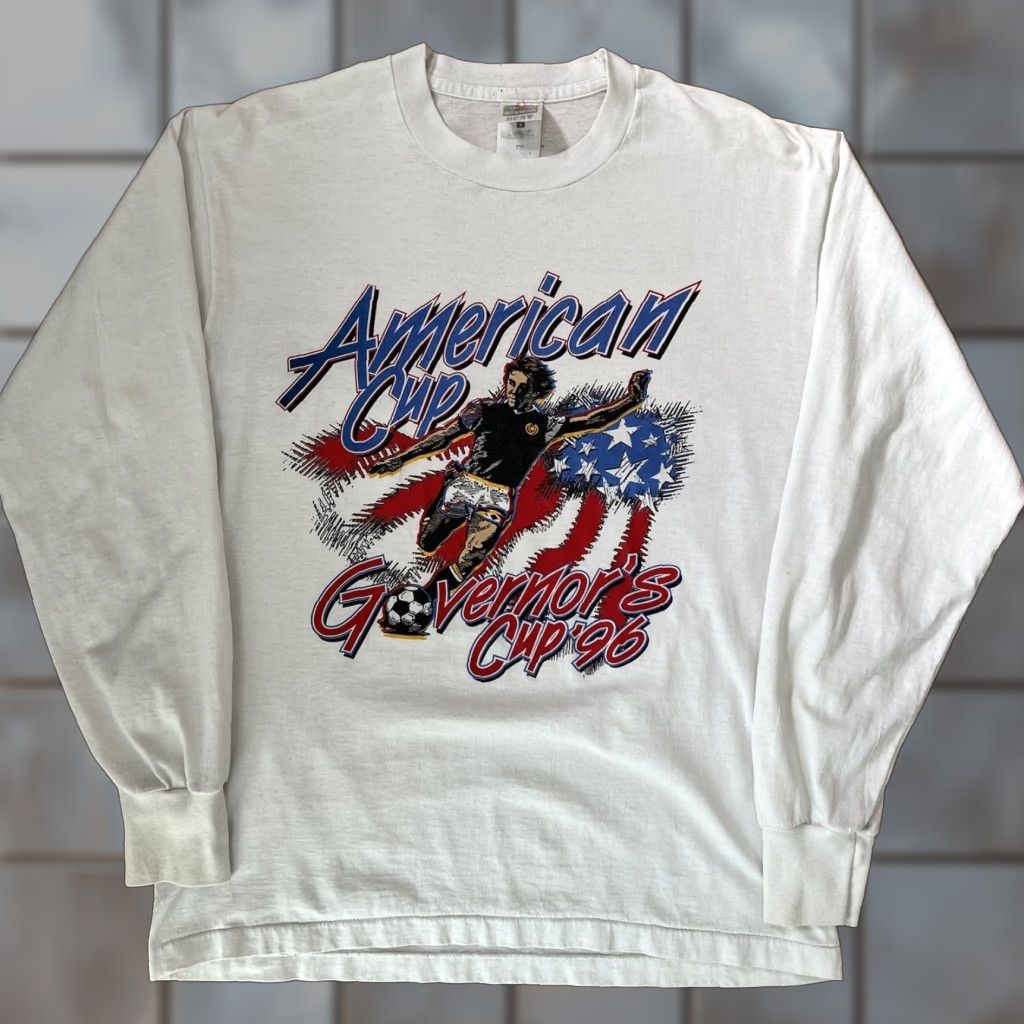 Vintage Vintage Governors American Soccer Cup Shirt L White 90s Football USA Men’s T-Shirt Size US L / EU 52-54 / 3 - 1 Thumbnail