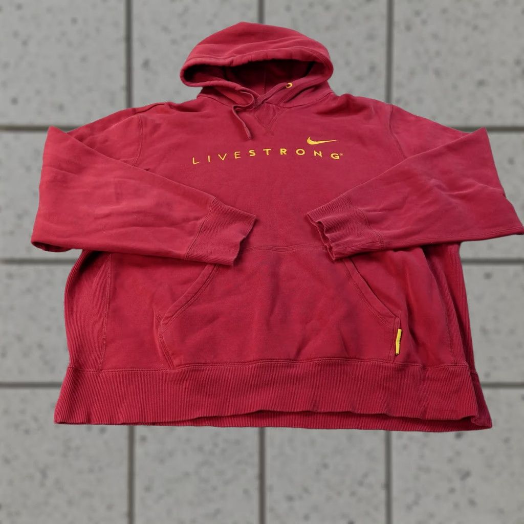 Nike Nike Hoodie Mens 2XL Red Livestrong Pullover Fleece Sweatshirt Swoosh Shirt Sweatshirt Mens Red Nike Hoodie 2XL Pullover Graphic Print Logo Size US XXL / EU 58 / 5 - 1 Thumbnail