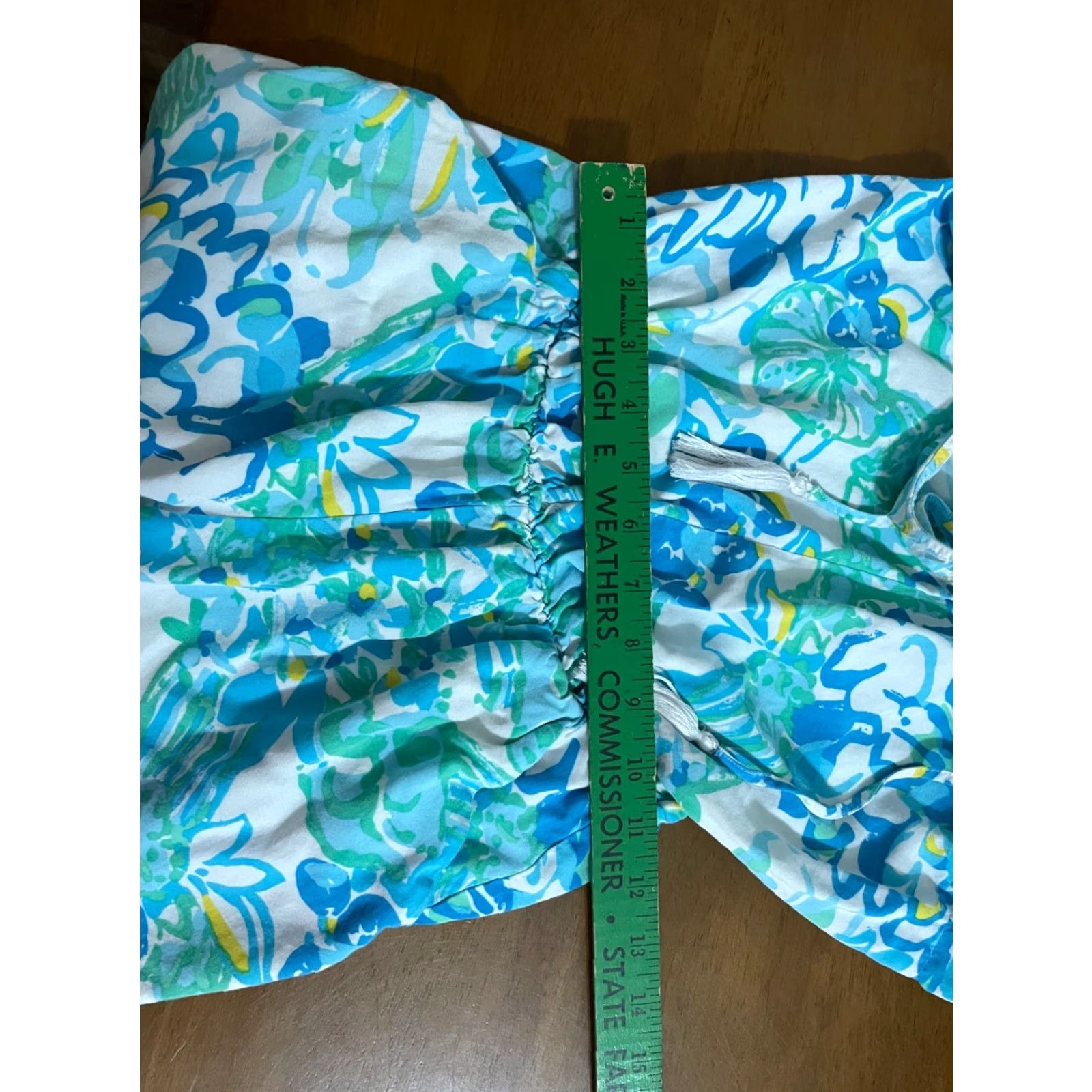 Lilly Pulitzer Lilly Pulitzer Tassel Romper XXS Blue Green Floral Romper Women Sleeveless V-Neck Casual Preppy Belt Knit? Size 24" / US 00 / IT 34 - 4 Thumbnail