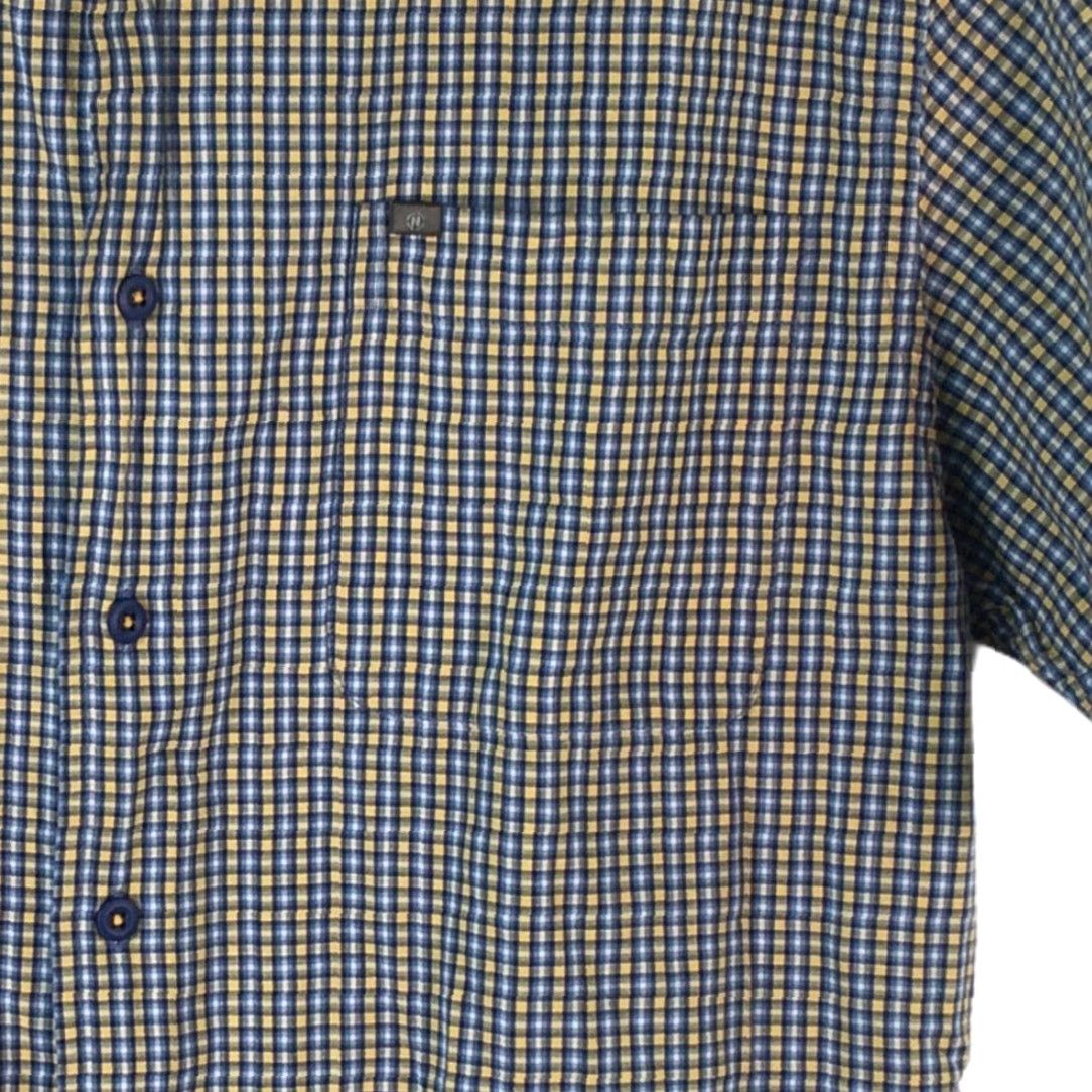 Nautica Nautica Button Front Shirt Mens Blue Brown Gingham Short Sleeve Cotton Pocket M Size US M / EU 48-50 / 2 - 2 Thumbnail