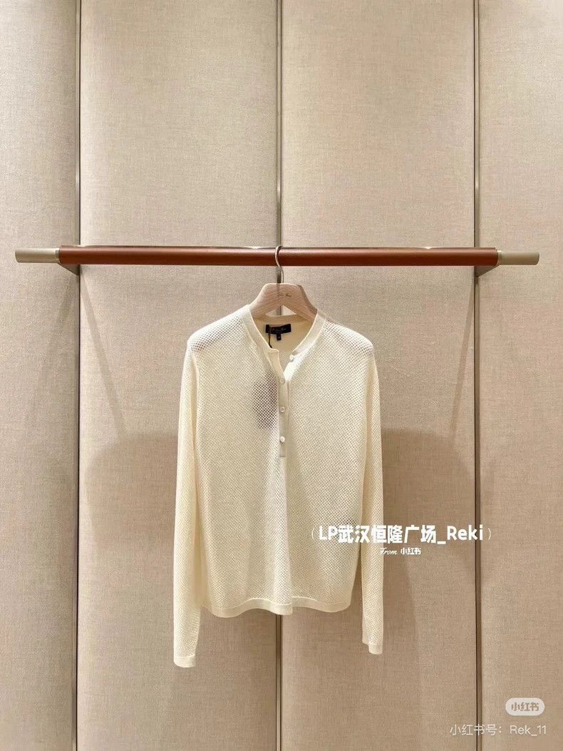 Loro Piana LORO PIANA White alpaca micro-embossed round neck base shi Size XS / US 0-2 / IT 36-38 - 8 Thumbnail