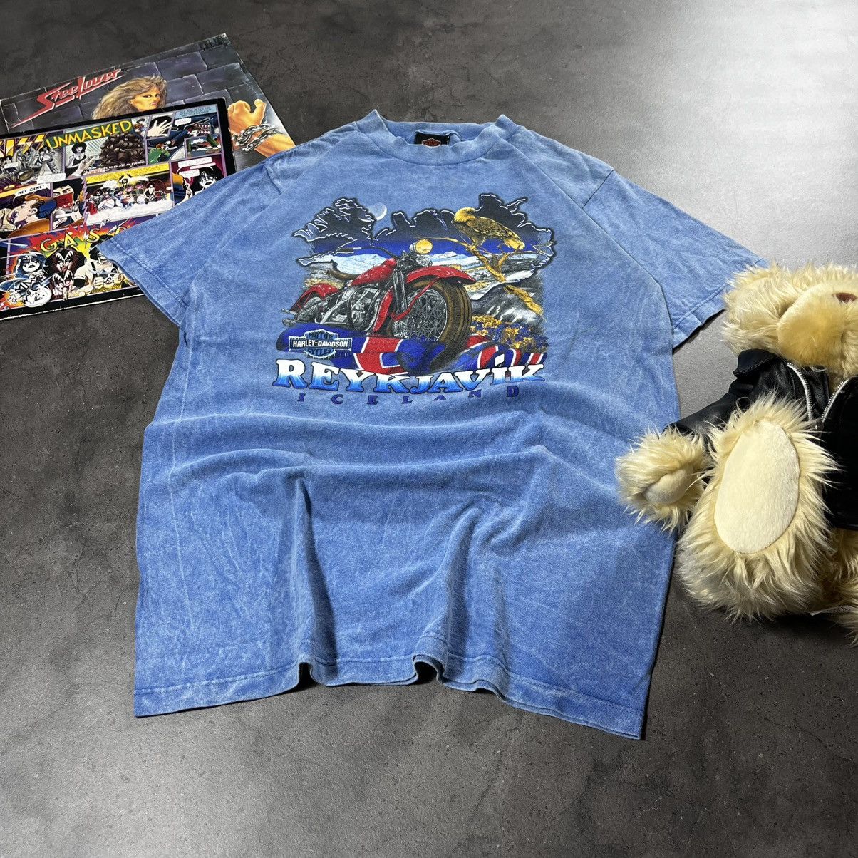 Harley Davidson Vintage 90s Harley Davidson Moto Biker Reykjavik Tee Tshirt Size US M / EU 48-50 / 2 - 2 Thumbnail