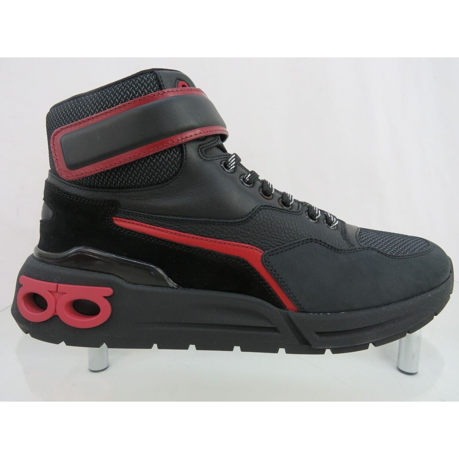 Salvatore Ferragamo COSMA HIGH BLACK LEATHER GANCINI MESH LACE SNEAKERS 10.5 M Size US 10.5 / EU 43-44 - 5 Thumbnail
