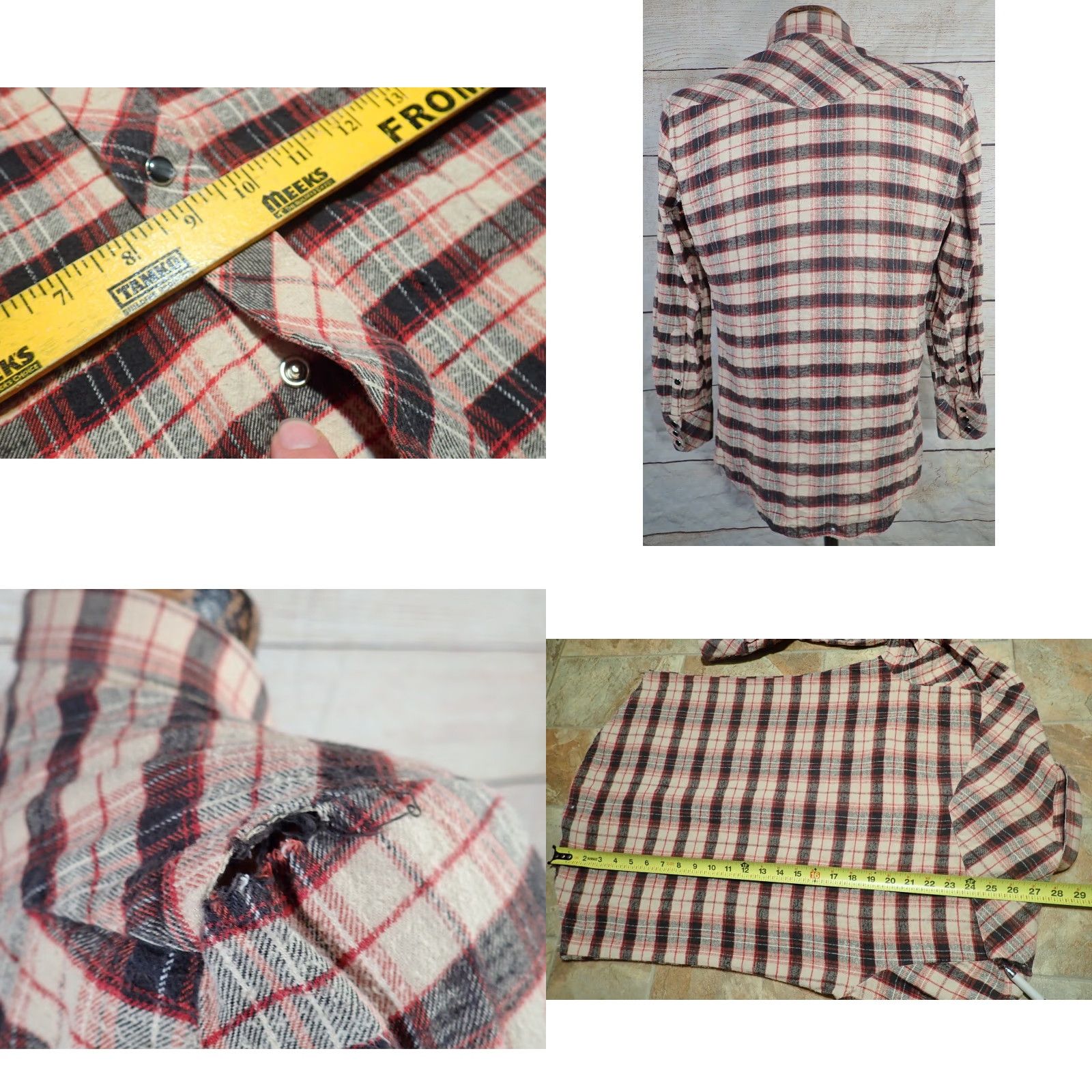 Vintage VINTAGE Roebuck Western Shirt Flannel Pearl Snap Black Tan Red Plaid Adult Small 80s 90s Casual Mens Size US S / EU 44-46 / 1 - 8 Thumbnail