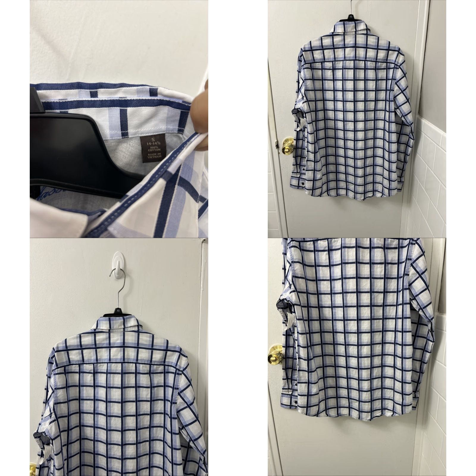 Tasso Elba Tasso Elba Shirt Mens Sz Small Blue White Oxford Plaid Button Down Long Sleeve Size US S / EU 44-46 / 1 - 8 Thumbnail