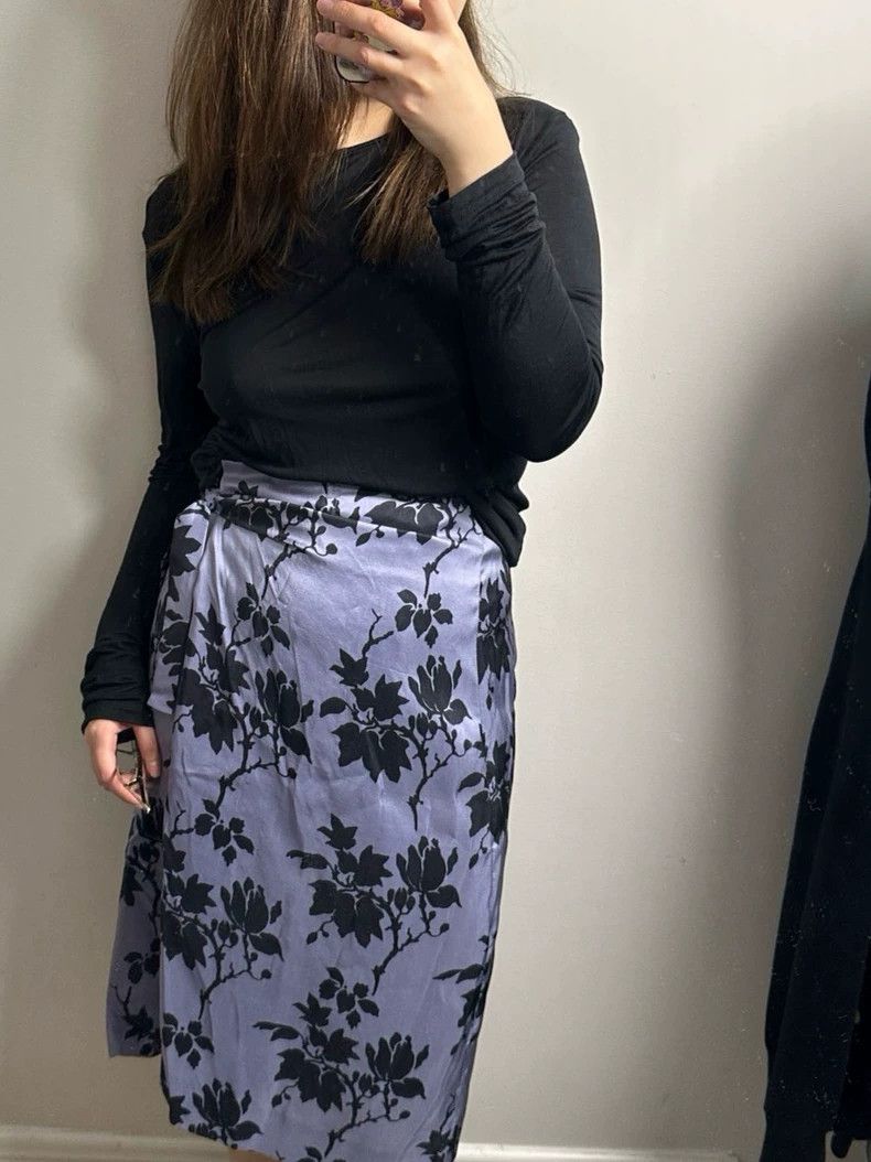 Dries Van Noten Dries Van Noten size:40 Purple Garden Series Silk skirt Size 39" - 6 Thumbnail