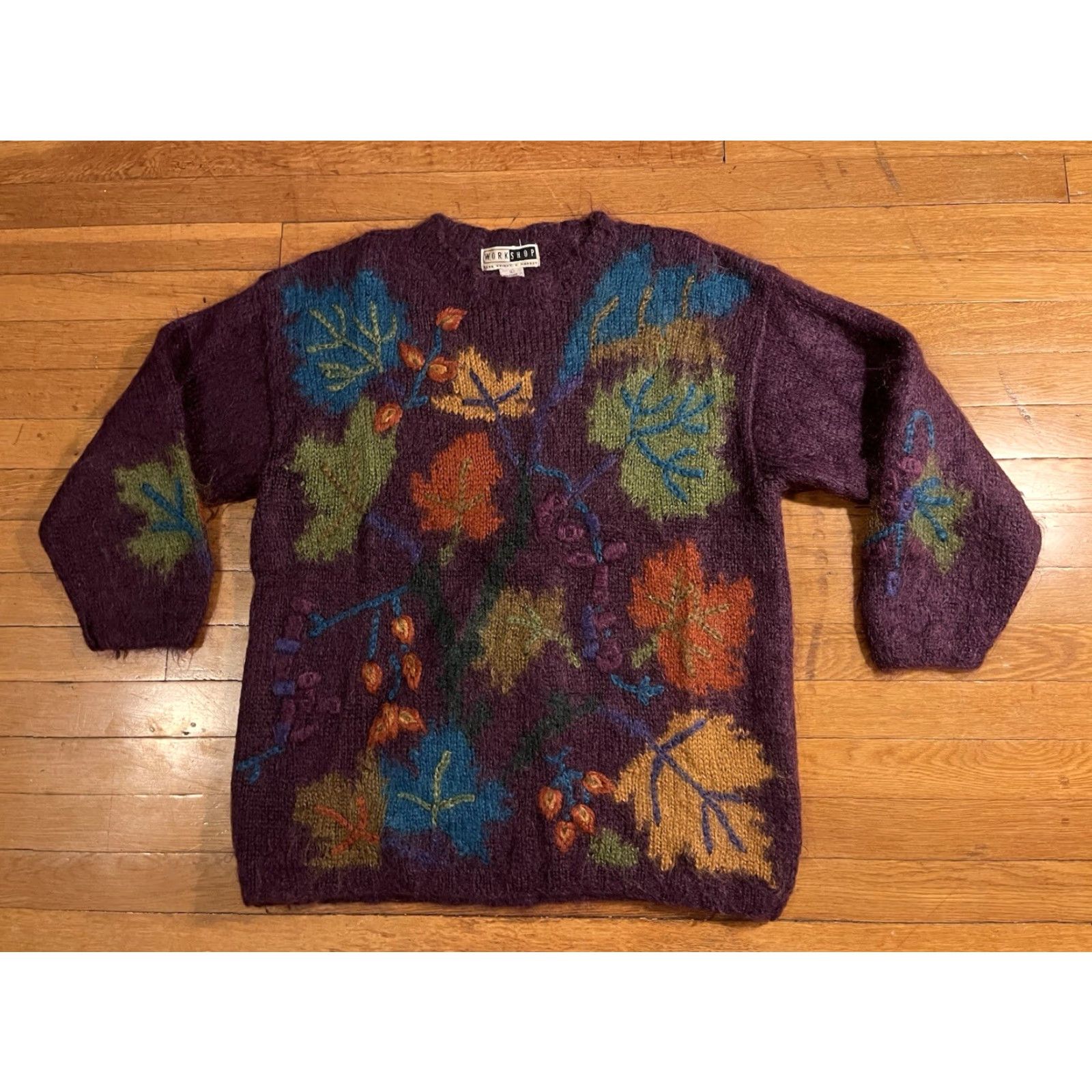 Vintage VINTAGE Fenn Wright Manson Workshop Leaves Mohair Sweater Women’s L Purple Size L / US 10 / IT 46 - 2 Thumbnail