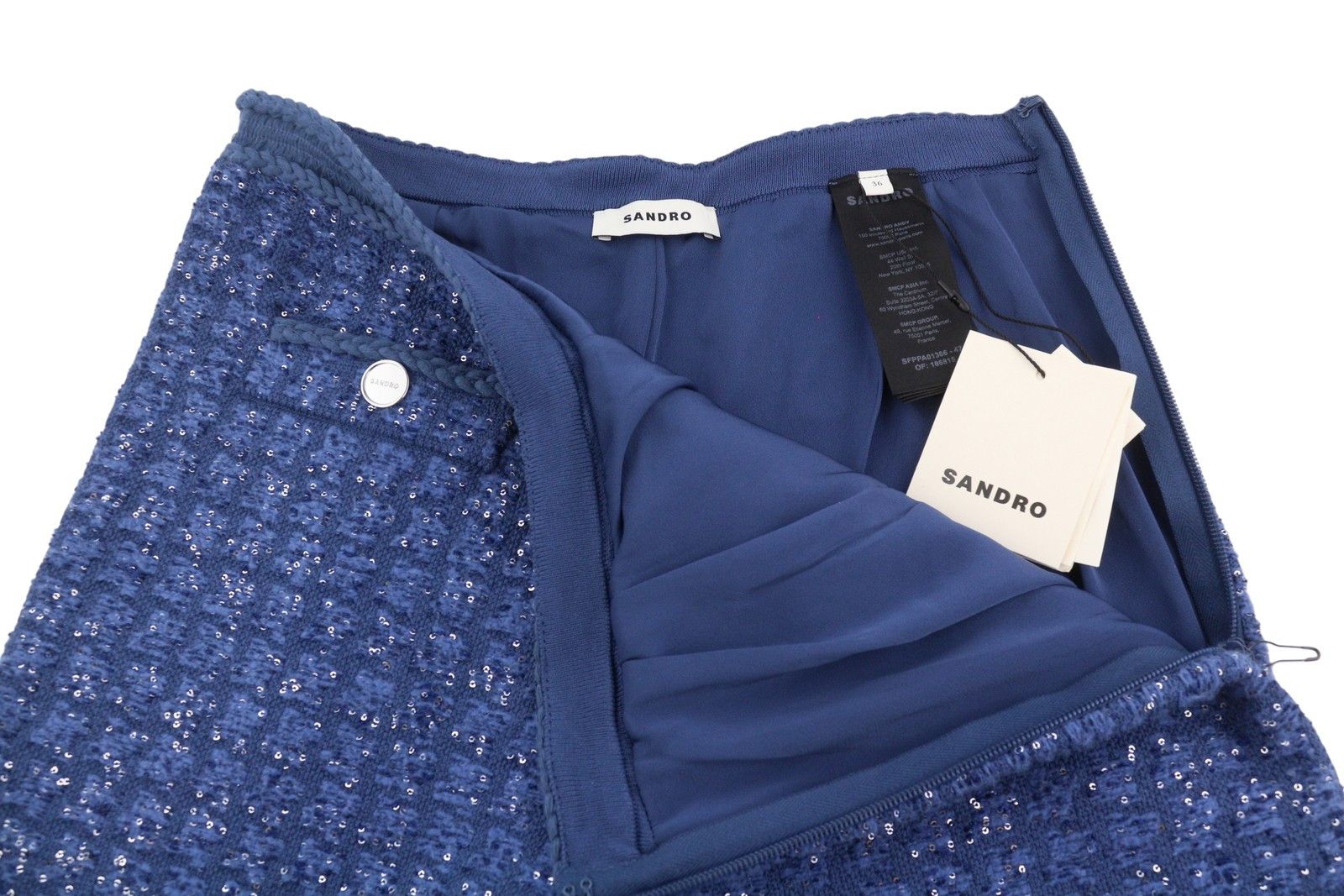 Sandro PALMIRA 36 S Blue Tweed Metallic Shiny Straight Fit 88505 Size 25" / US 0 / IT 36 - 5 Thumbnail